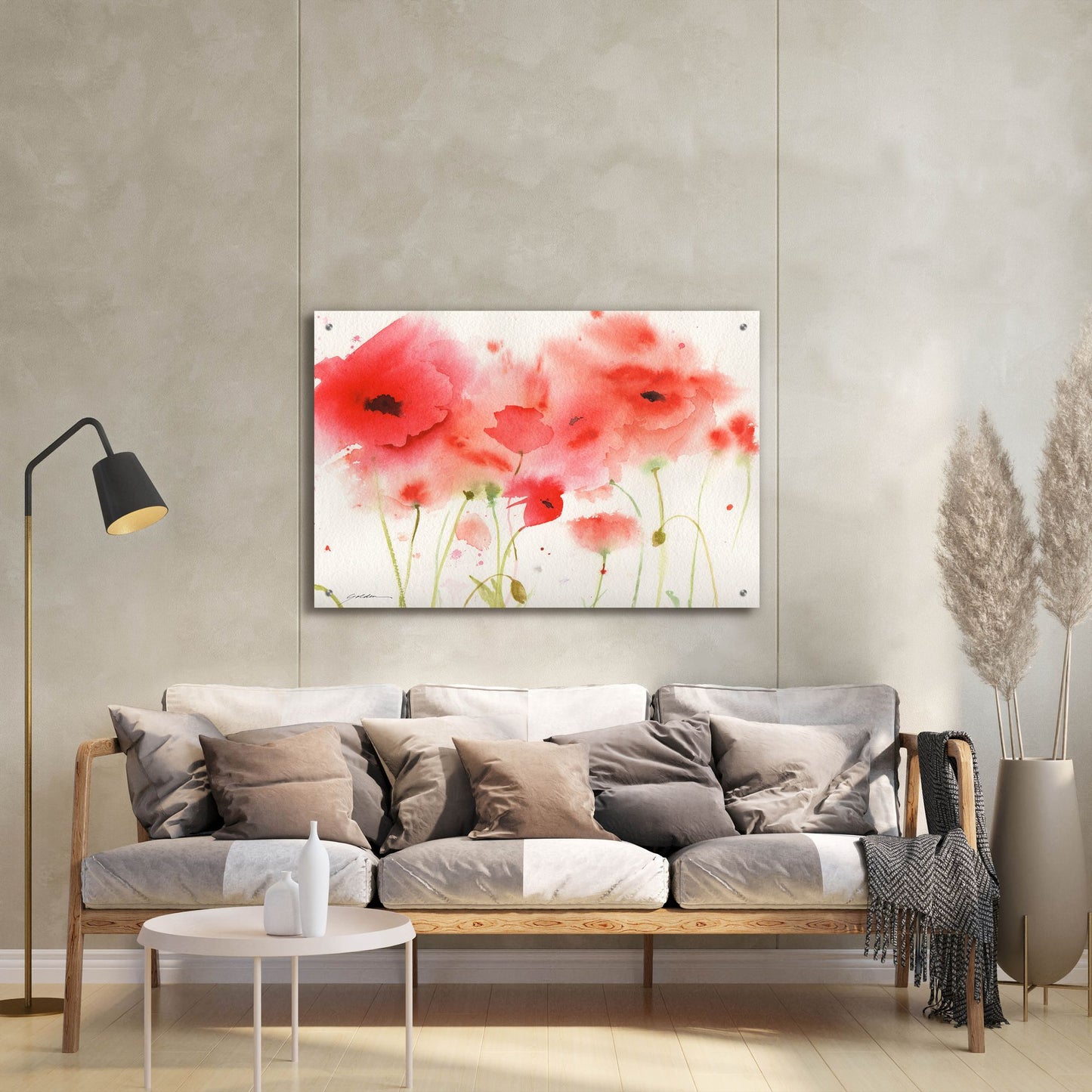 Epic Art 'Red Poppies' by Sheila Golden, Acrylic Glass Wall Art,36x24