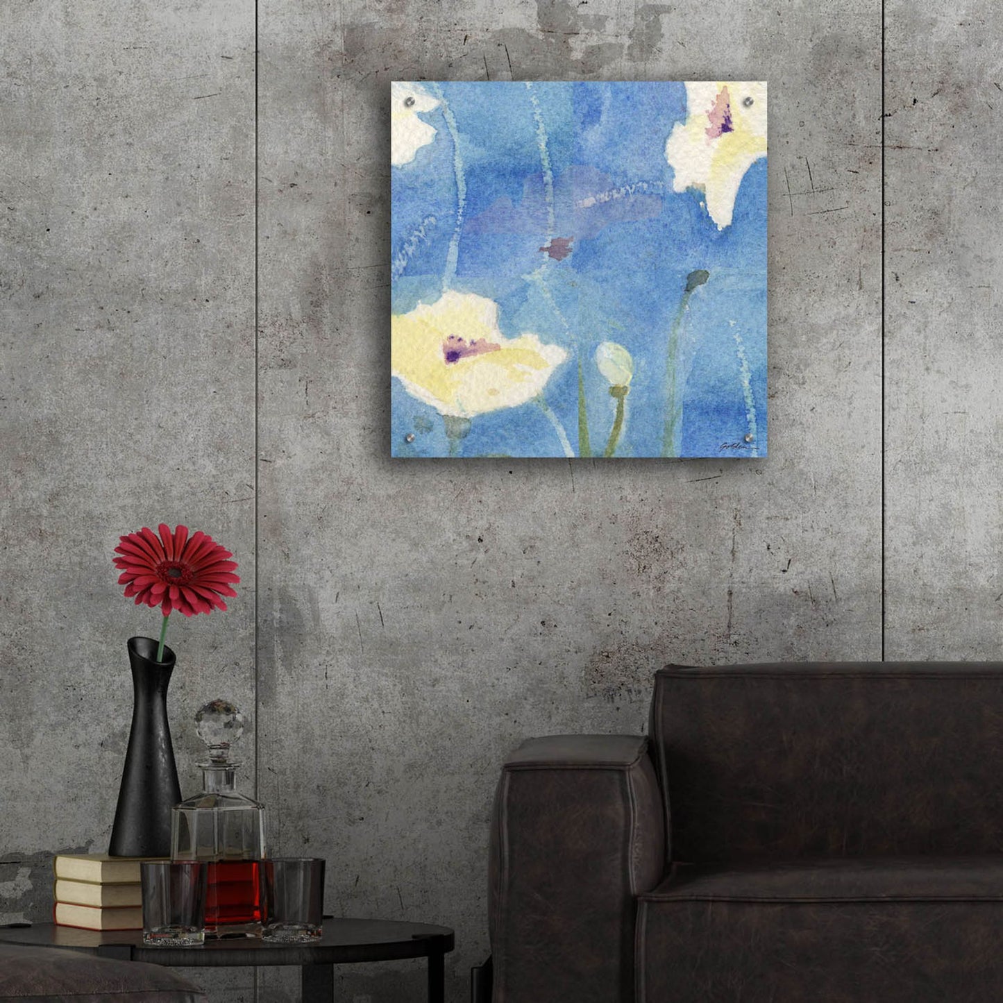 Epic Art 'White Poppy' by Sheila Golden, Acrylic Glass Wall Art,24x24