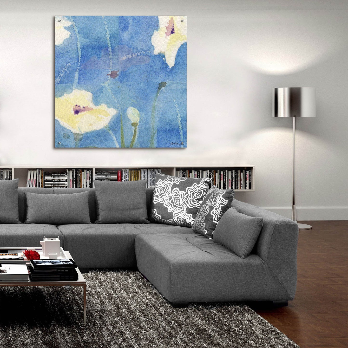 Epic Art 'White Poppy' by Sheila Golden, Acrylic Glass Wall Art,36x36