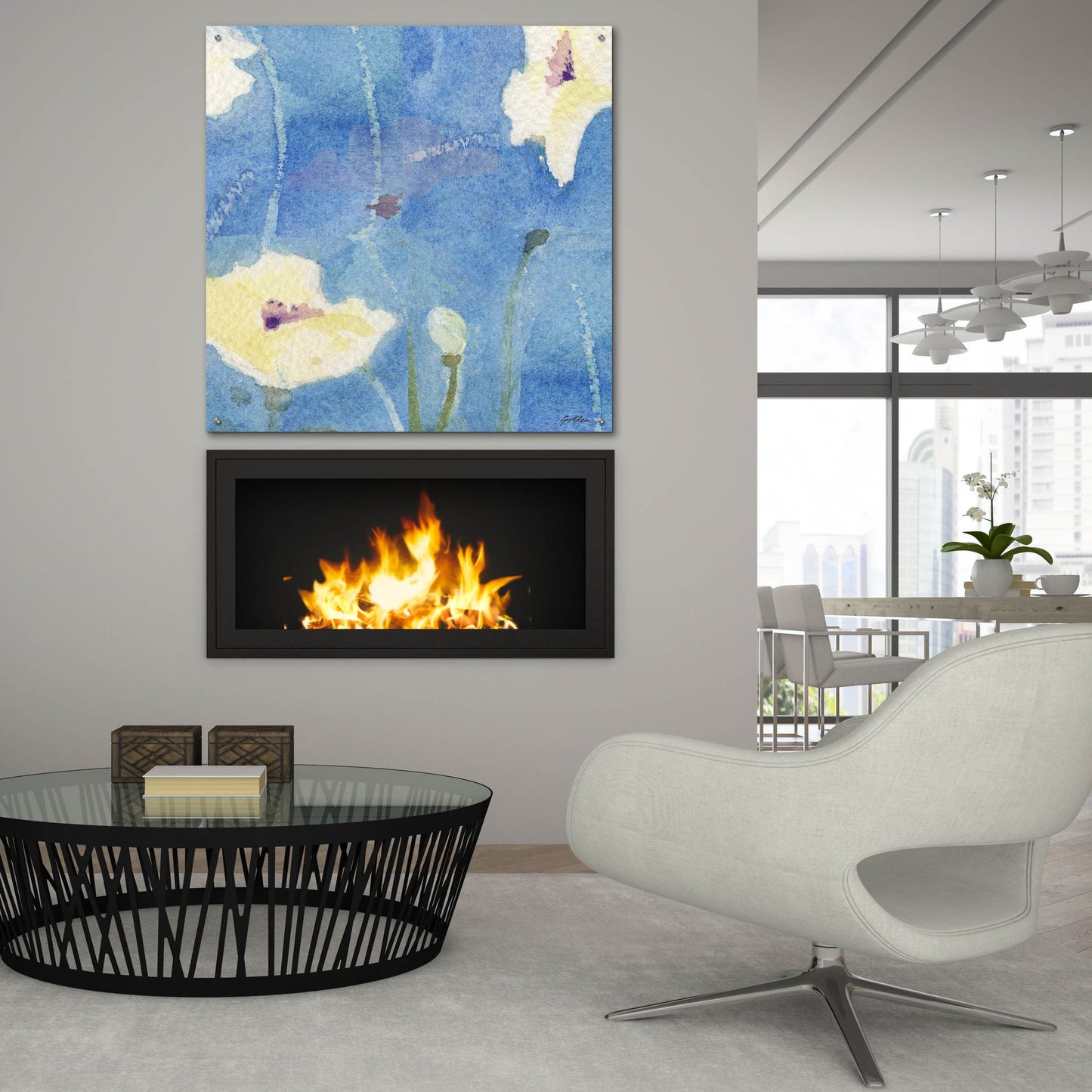 Epic Art 'White Poppy' by Sheila Golden, Acrylic Glass Wall Art,36x36