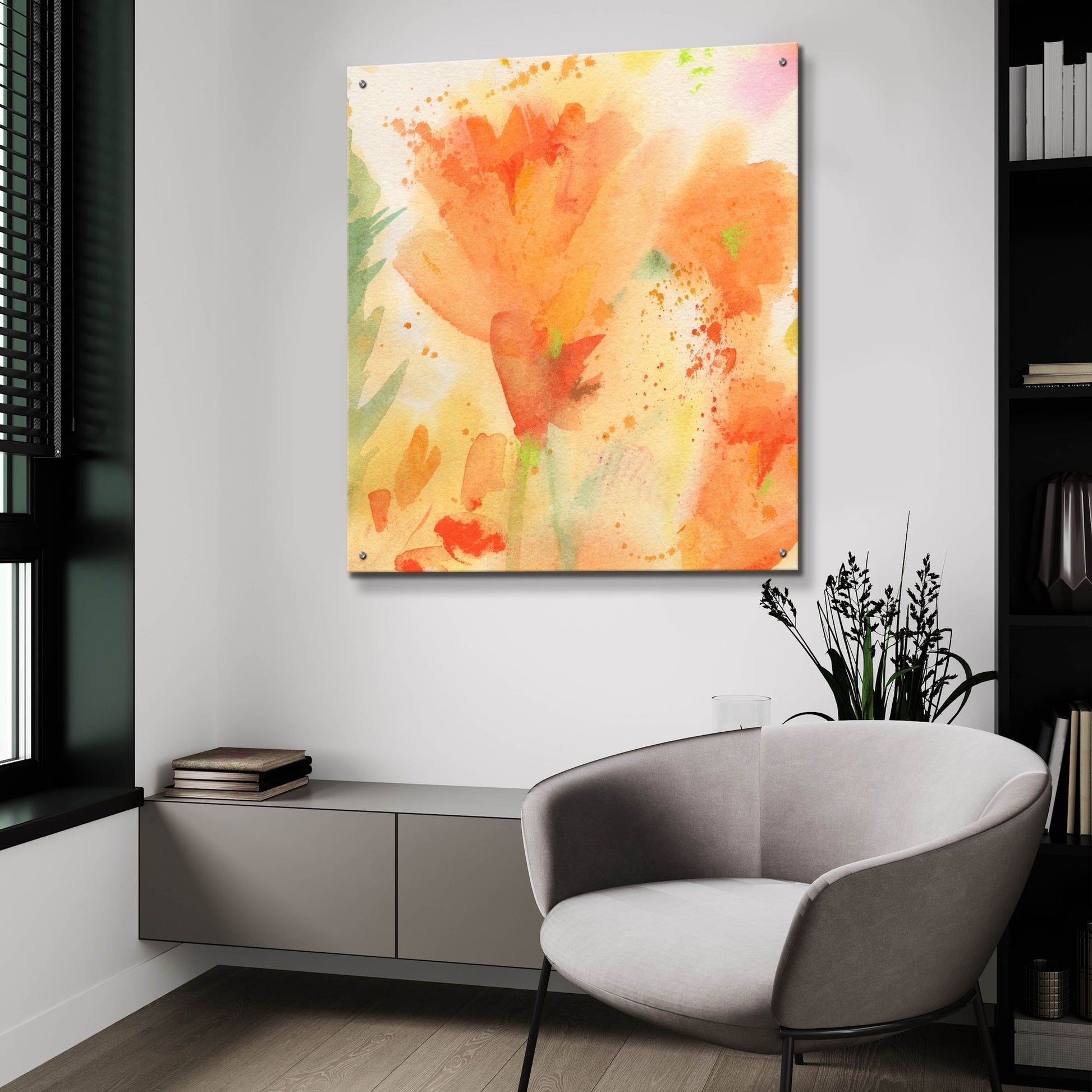 Epic Art 'Windblown Poppies #2' by Sheila Golden, Acrylic Glass Wall Art,36x36