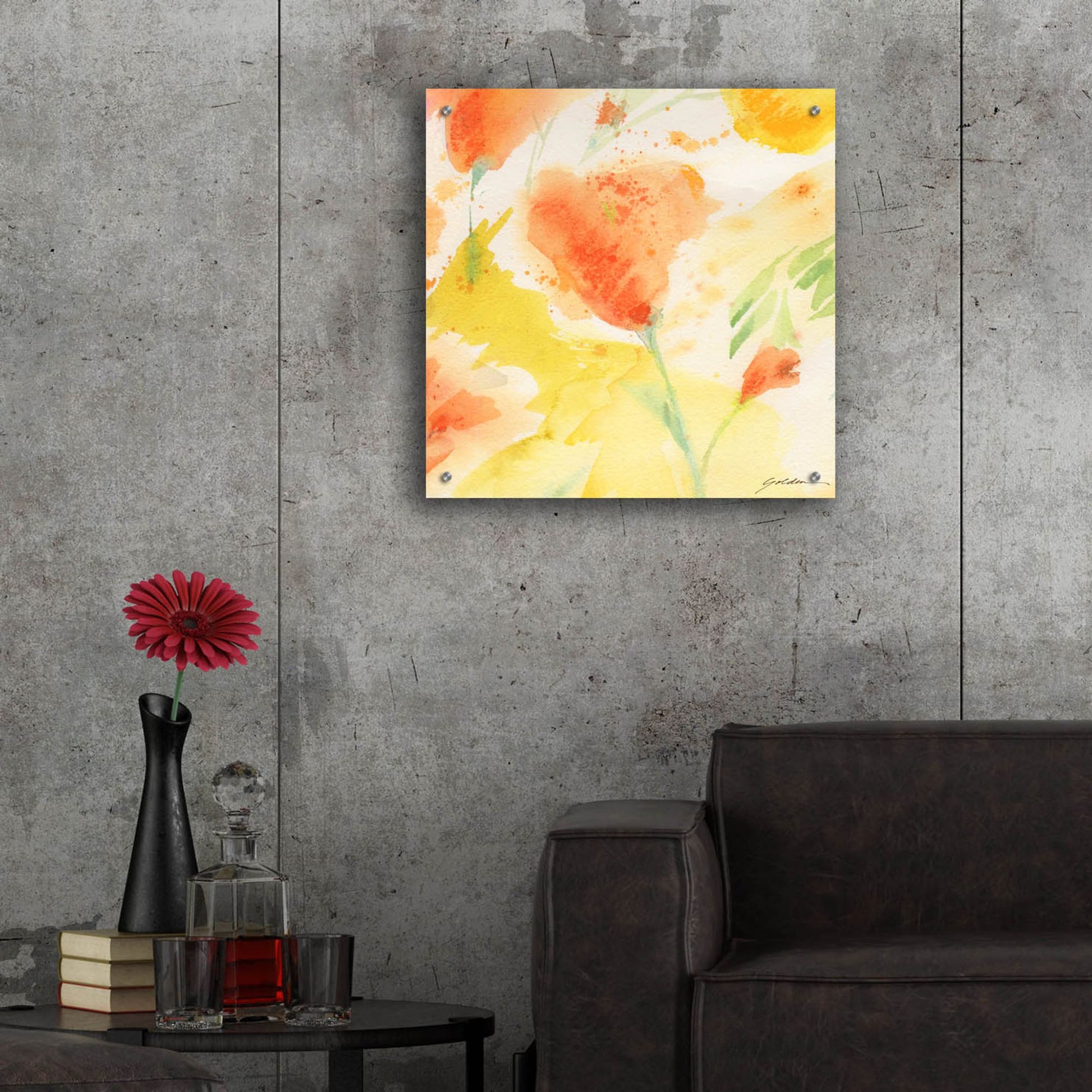 Epic Art 'Windblown Poppies #3' by Sheila Golden, Acrylic Glass Wall Art,24x24