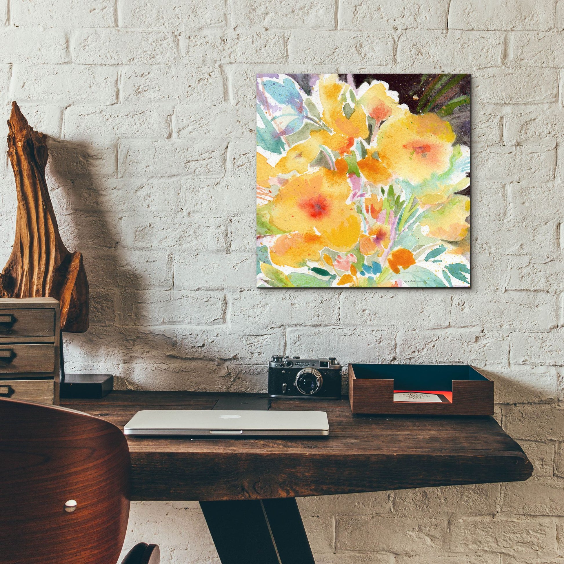 Epic Art 'Yellow Bouquet' by Sheila Golden, Acrylic Glass Wall Art,12x12