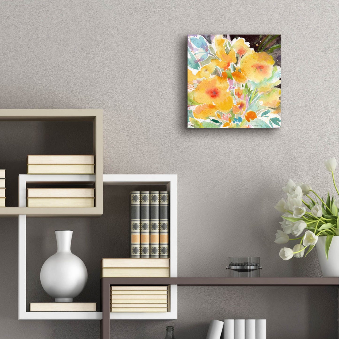 Epic Art 'Yellow Bouquet' by Sheila Golden, Acrylic Glass Wall Art,12x12