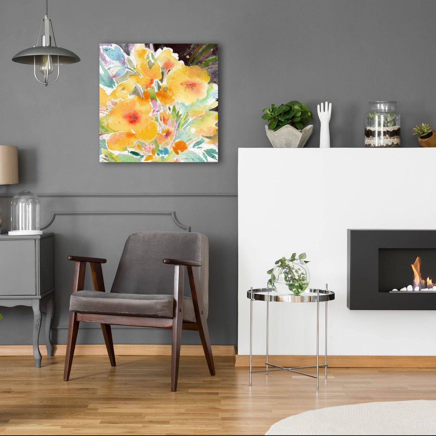 Epic Art 'Yellow Bouquet' by Sheila Golden, Acrylic Glass Wall Art,24x24