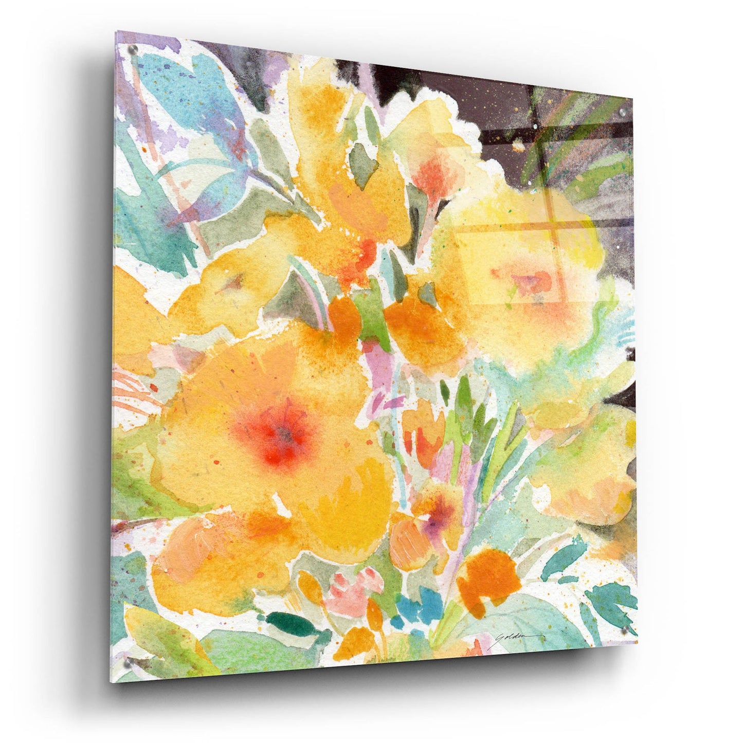 Epic Art 'Yellow Bouquet' by Sheila Golden, Acrylic Glass Wall Art,36x36