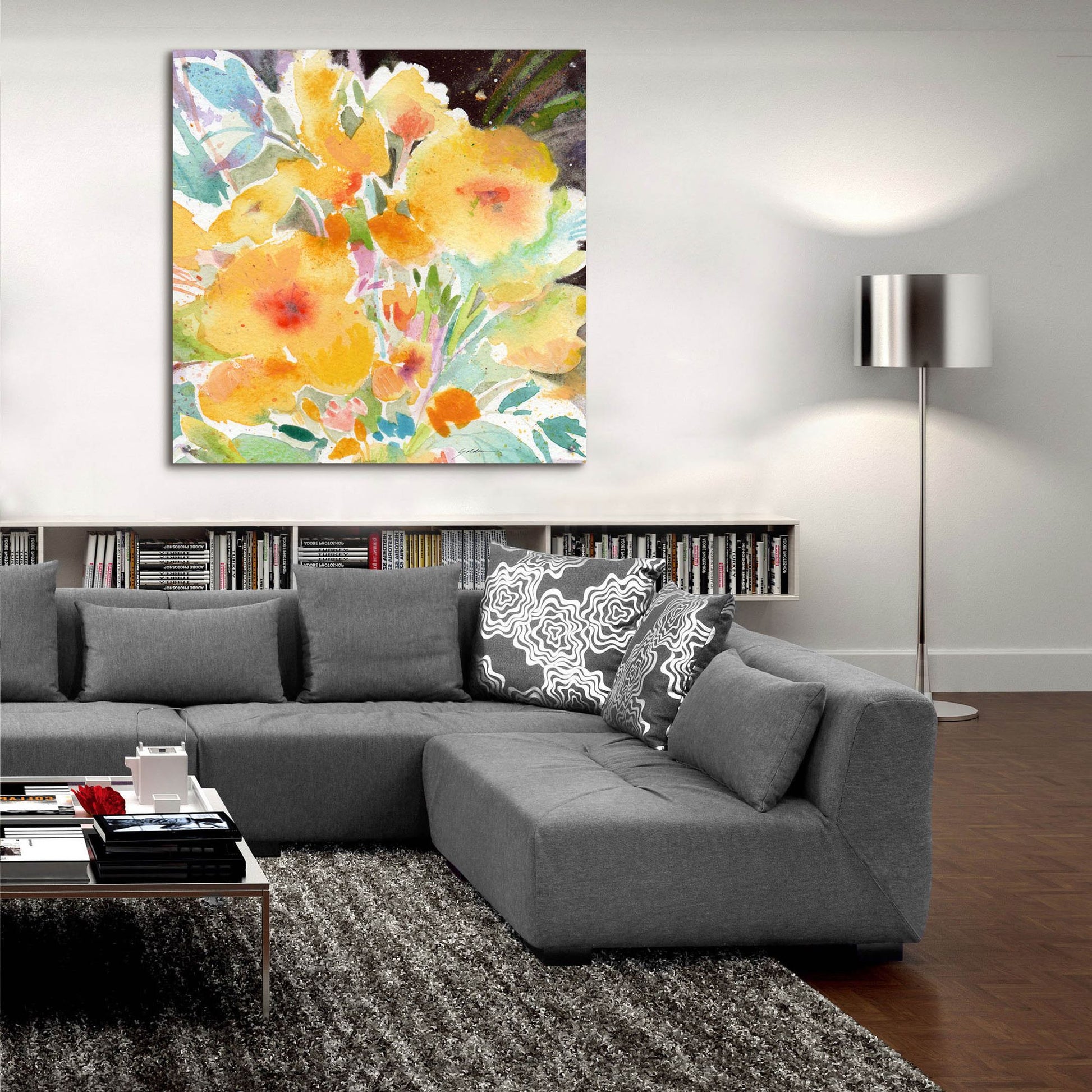 Epic Art 'Yellow Bouquet' by Sheila Golden, Acrylic Glass Wall Art,36x36