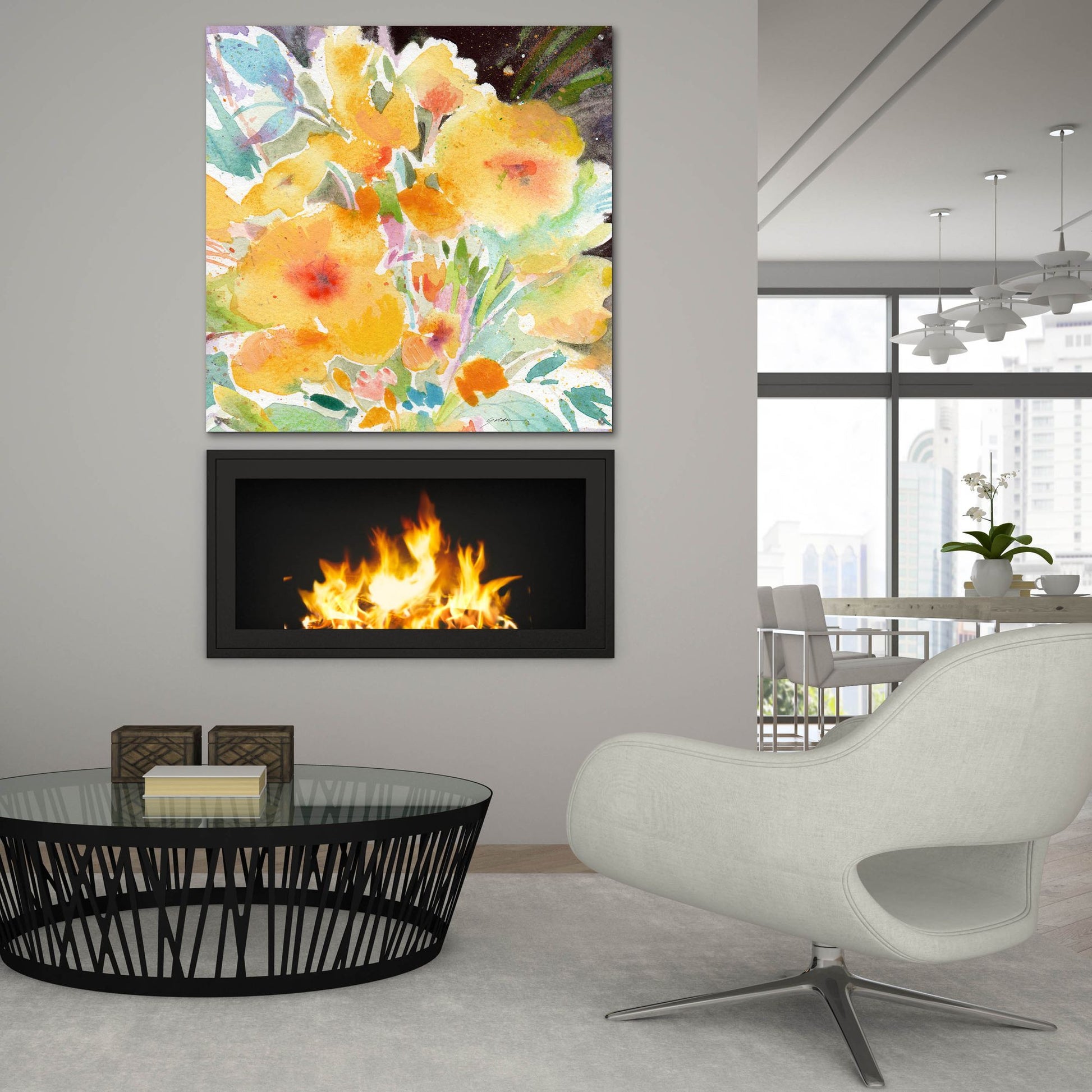 Epic Art 'Yellow Bouquet' by Sheila Golden, Acrylic Glass Wall Art,36x36