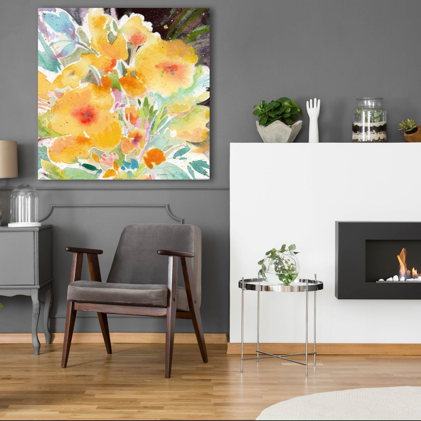 Epic Art 'Yellow Bouquet' by Sheila Golden, Acrylic Glass Wall Art,36x36