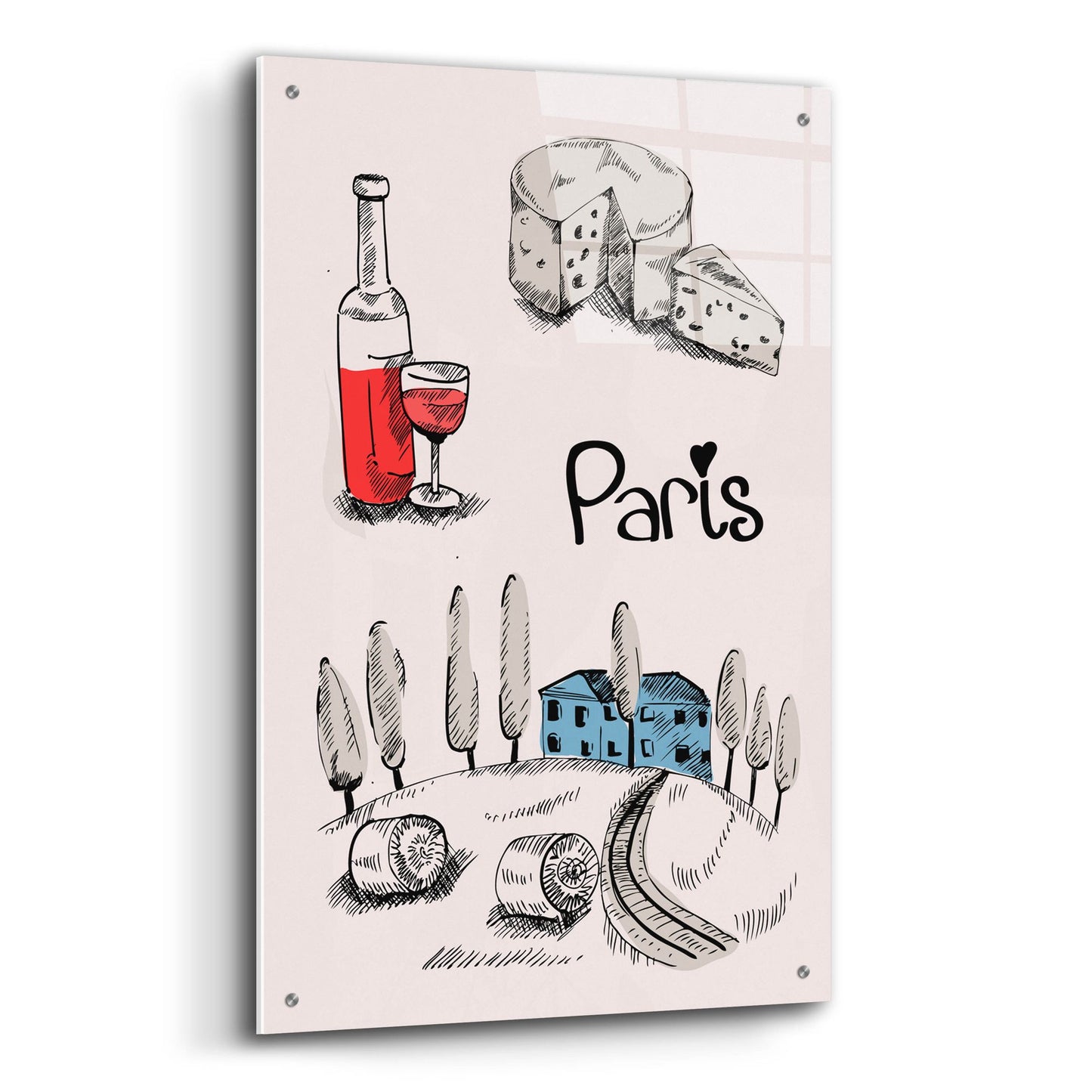 Epic Art 'Paris I' by Typelike, Acrylic Glass Wall Art,24x36