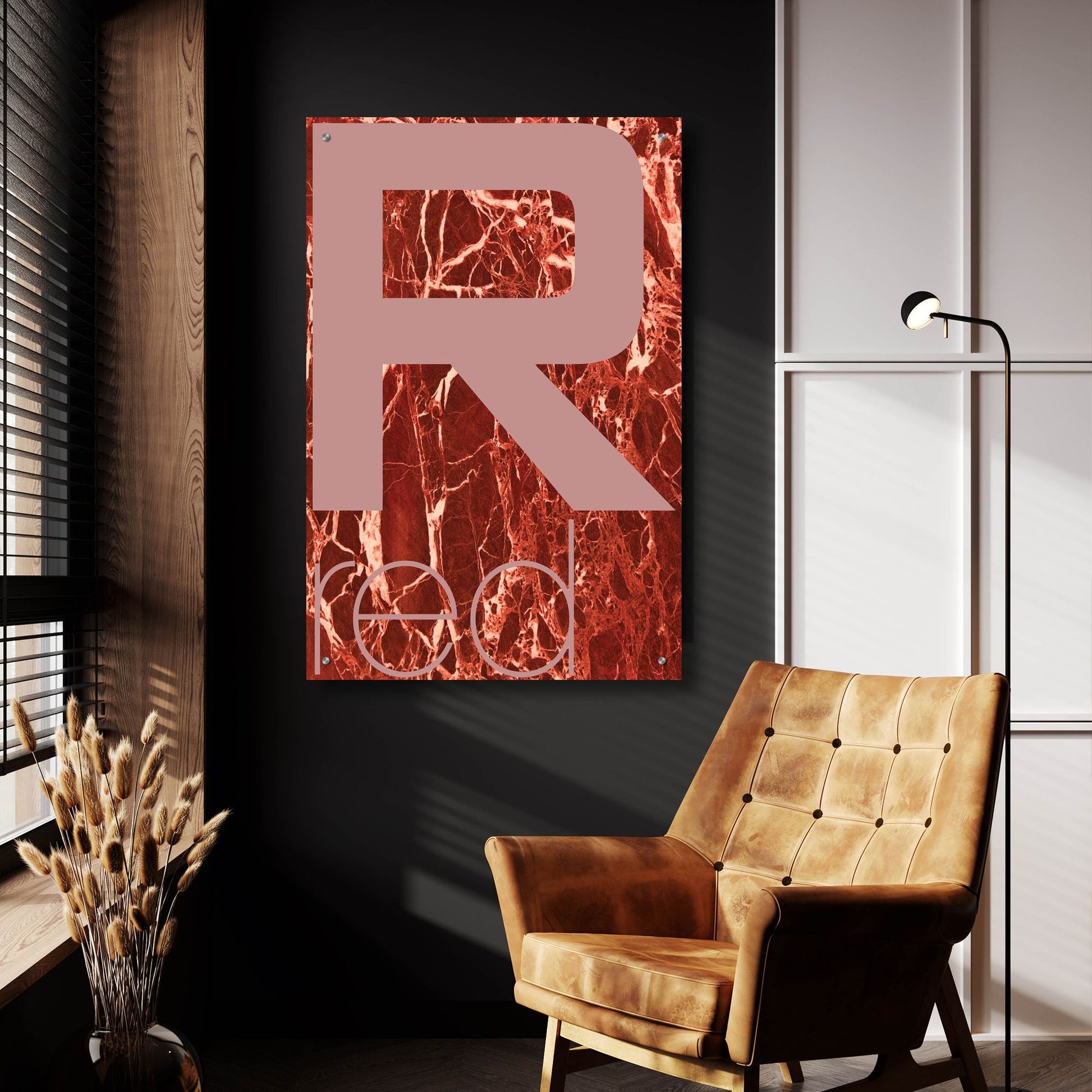 Epic Art 'Red Marble 03' by Typelike, Acrylic Glass Wall Art,24x36