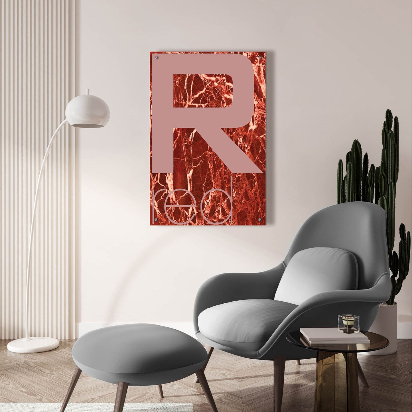 Epic Art 'Red Marble 03' by Typelike, Acrylic Glass Wall Art,24x36