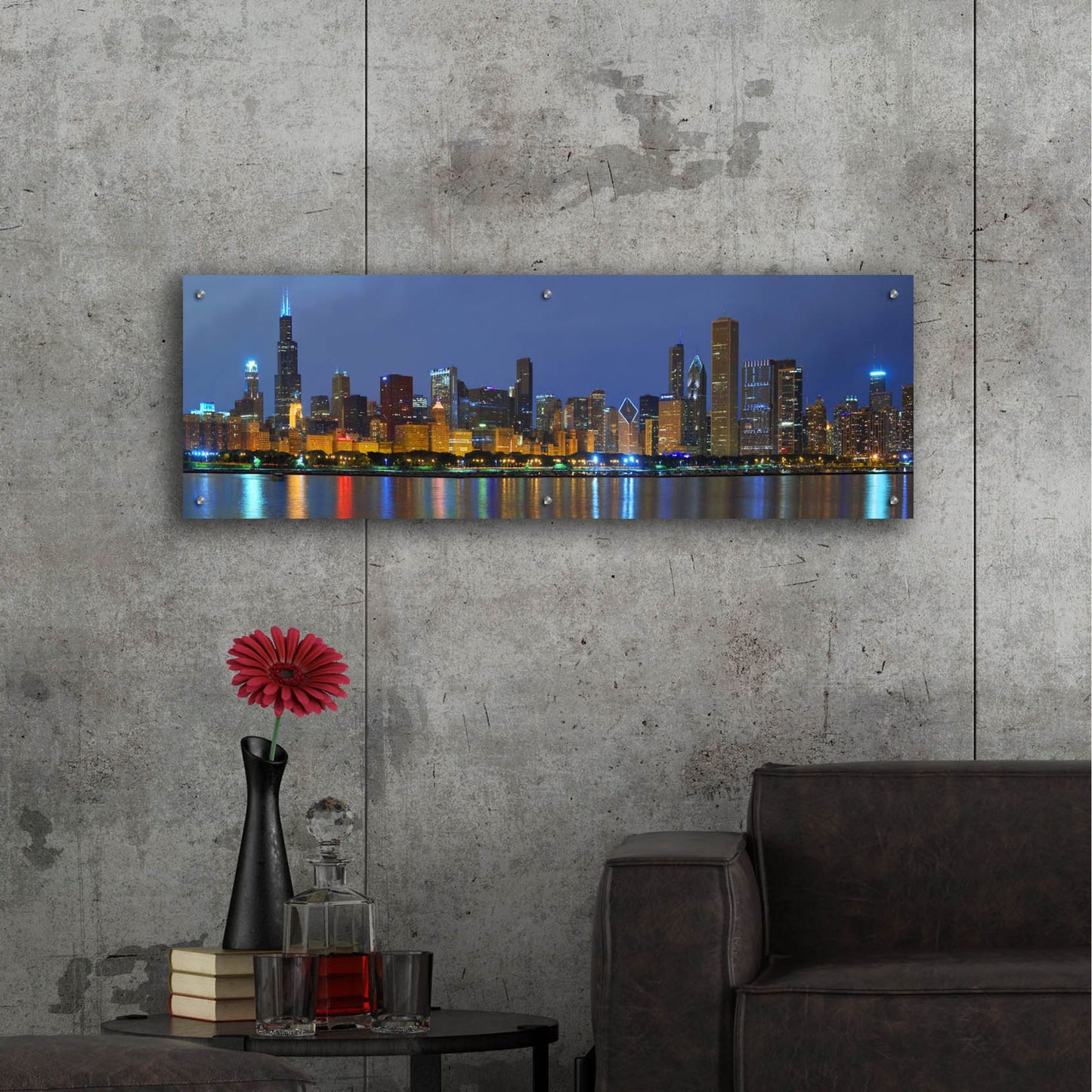 Epic Art 'Chicago Skyline' by Winthrope Hiers, Acrylic Glass Wall Art,48x16