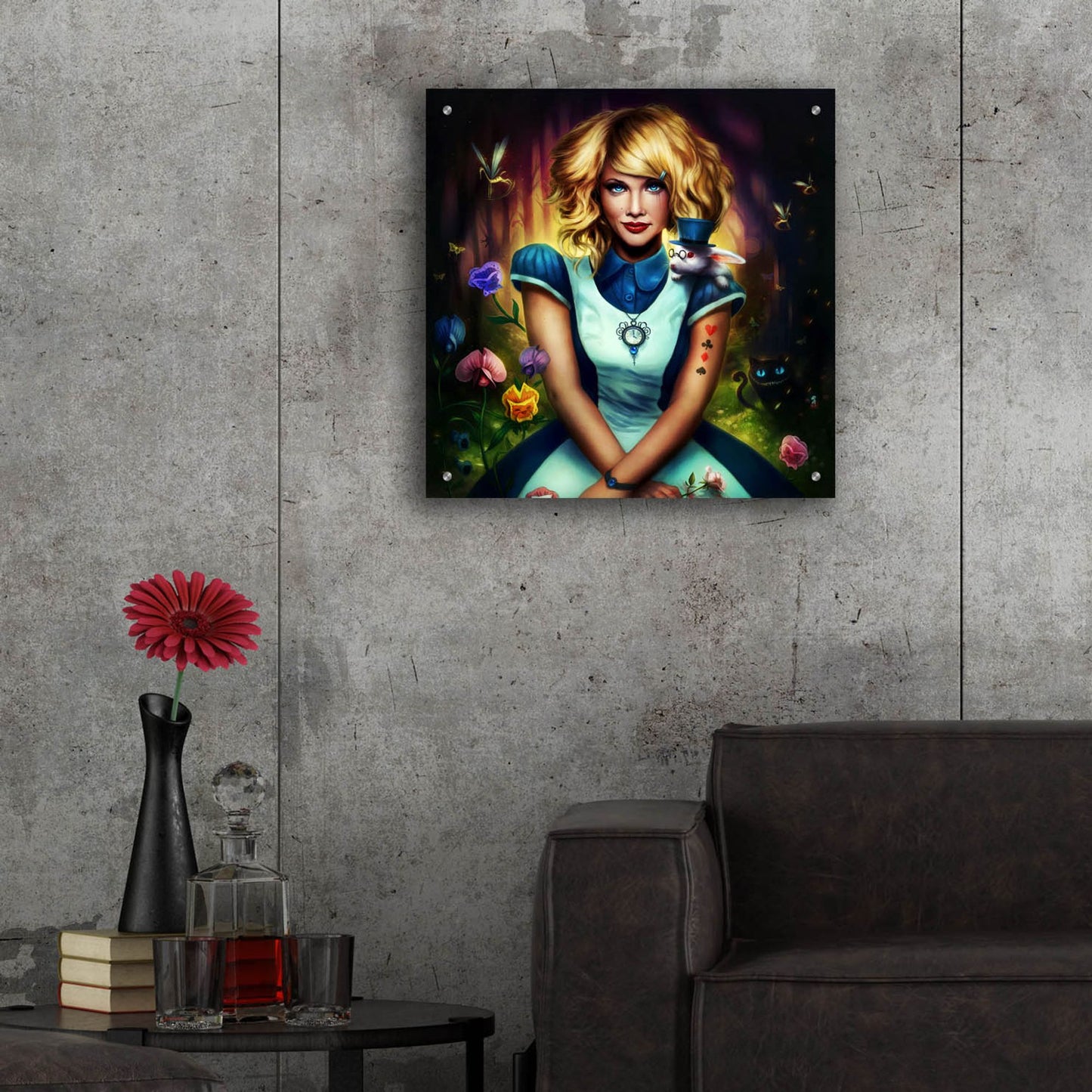 Epic Art 'Alice in Wonderland' by JoJoesArt, Acrylic Glass Wall Art,24x24