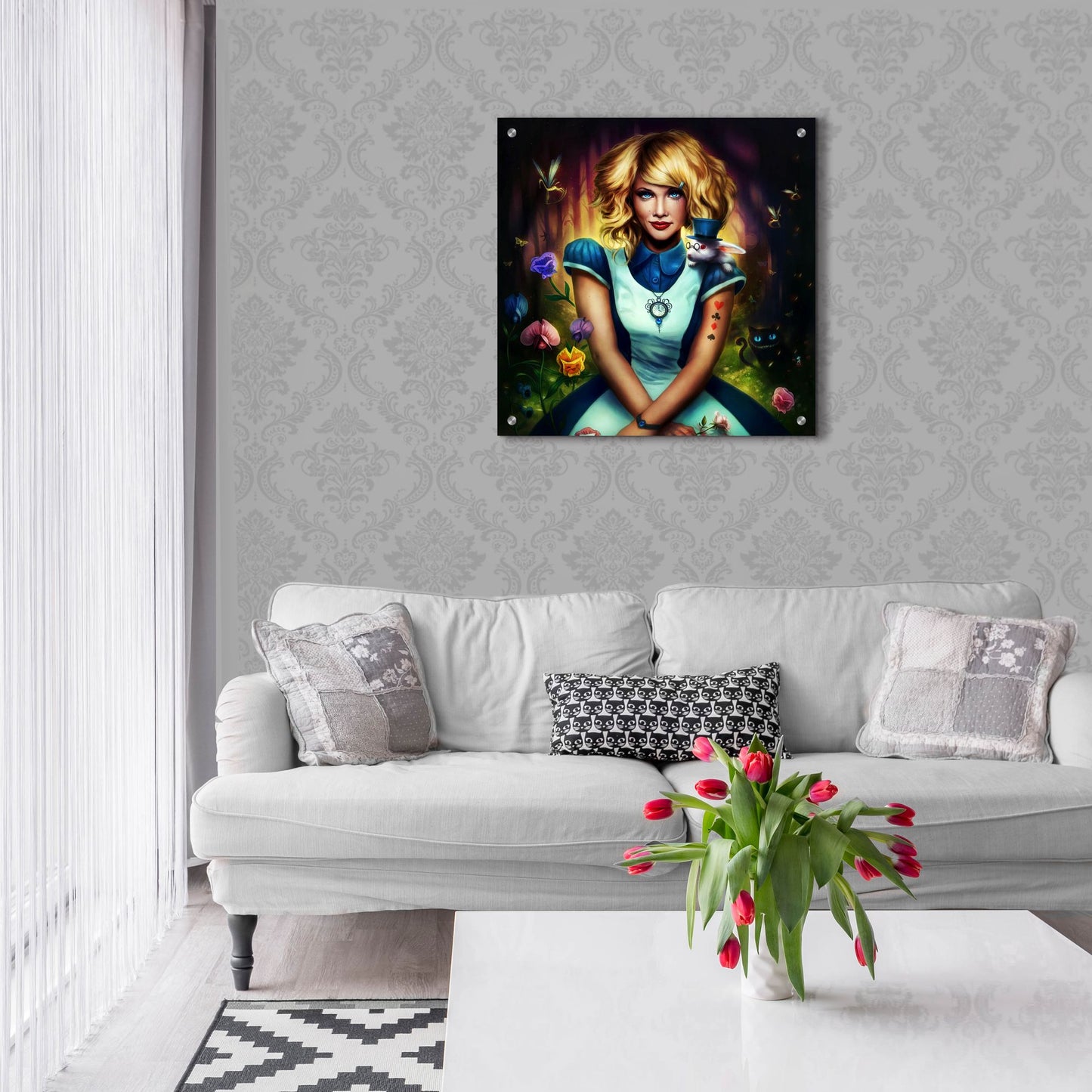 Epic Art 'Alice in Wonderland' by JoJoesArt, Acrylic Glass Wall Art,24x24