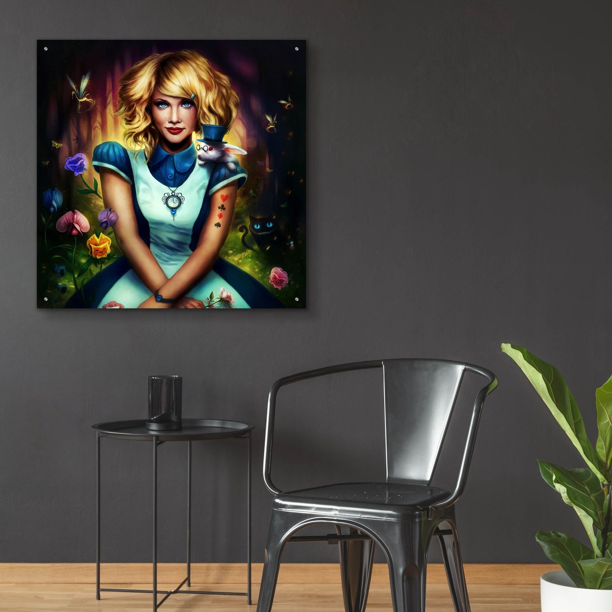 Epic Art 'Alice in Wonderland' by JoJoesArt, Acrylic Glass Wall Art,36x36