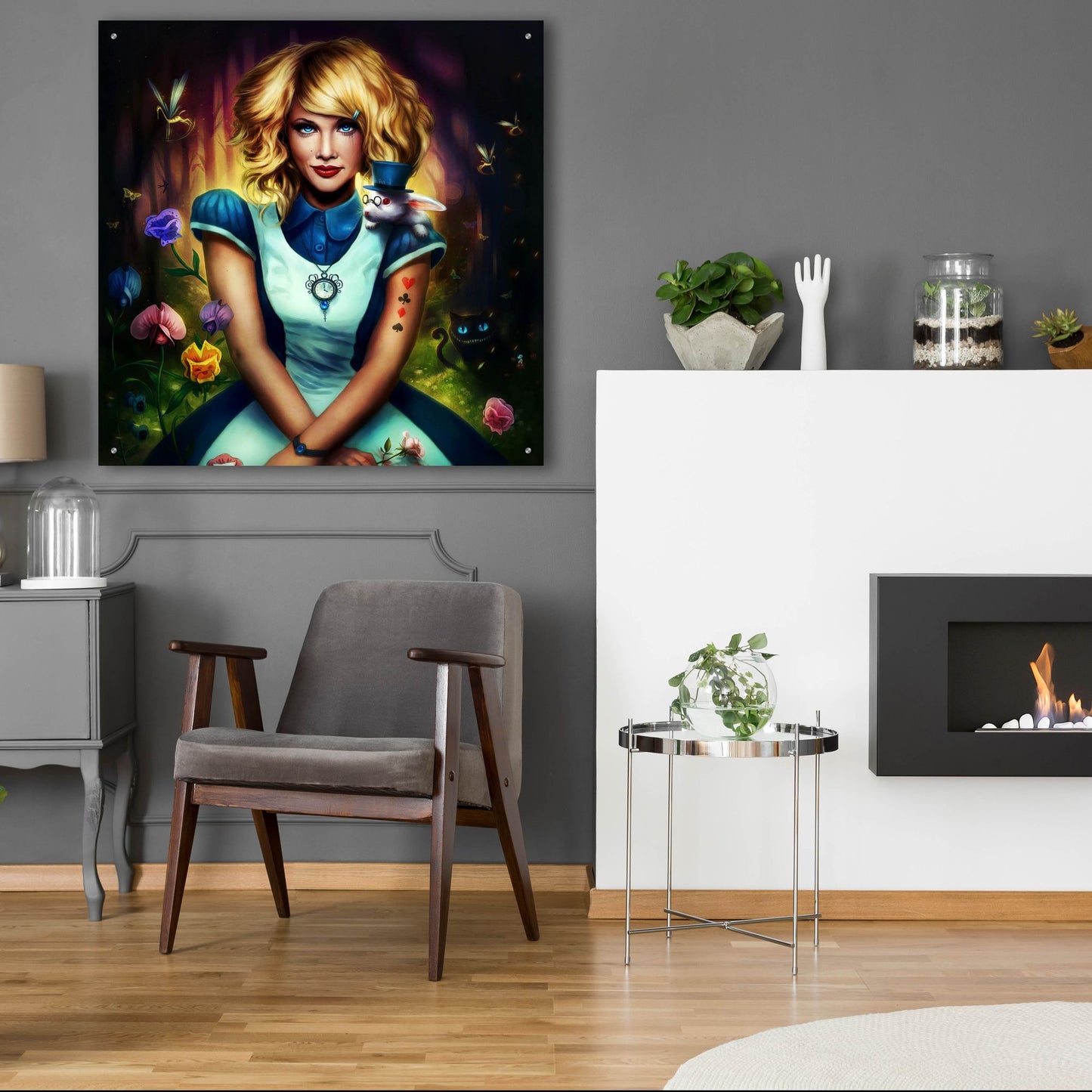 Epic Art 'Alice in Wonderland' by JoJoesArt, Acrylic Glass Wall Art,36x36