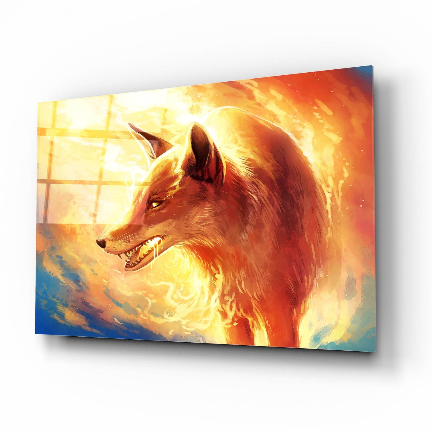 Epic Art 'Fire Fox' by JoJoesArt, Acrylic Glass Wall Art,16x12