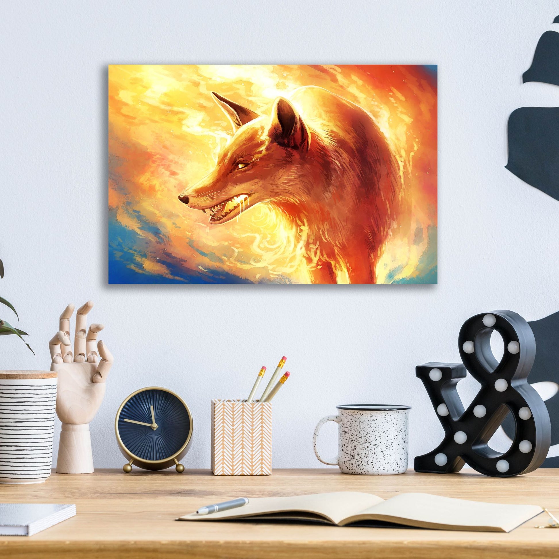 Epic Art 'Fire Fox' by JoJoesArt, Acrylic Glass Wall Art,16x12