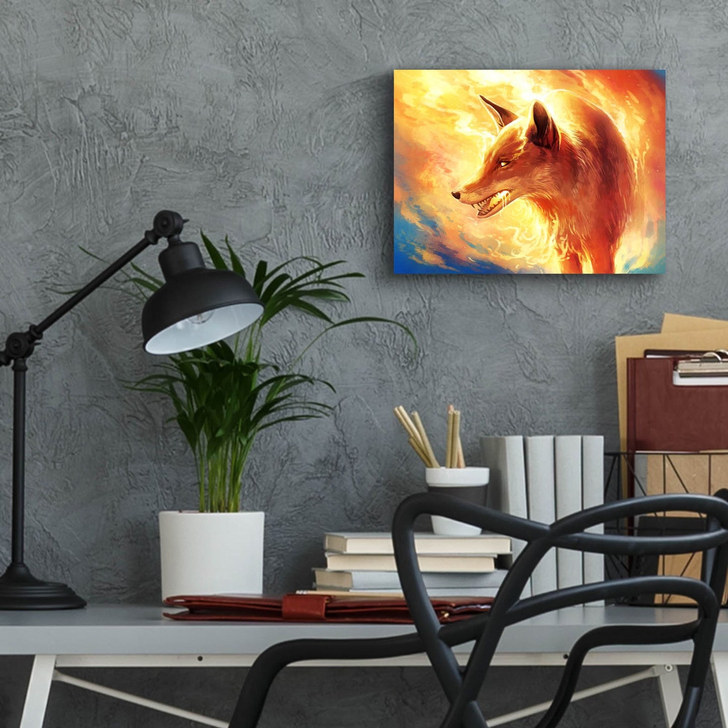 Epic Art 'Fire Fox' by JoJoesArt, Acrylic Glass Wall Art,16x12