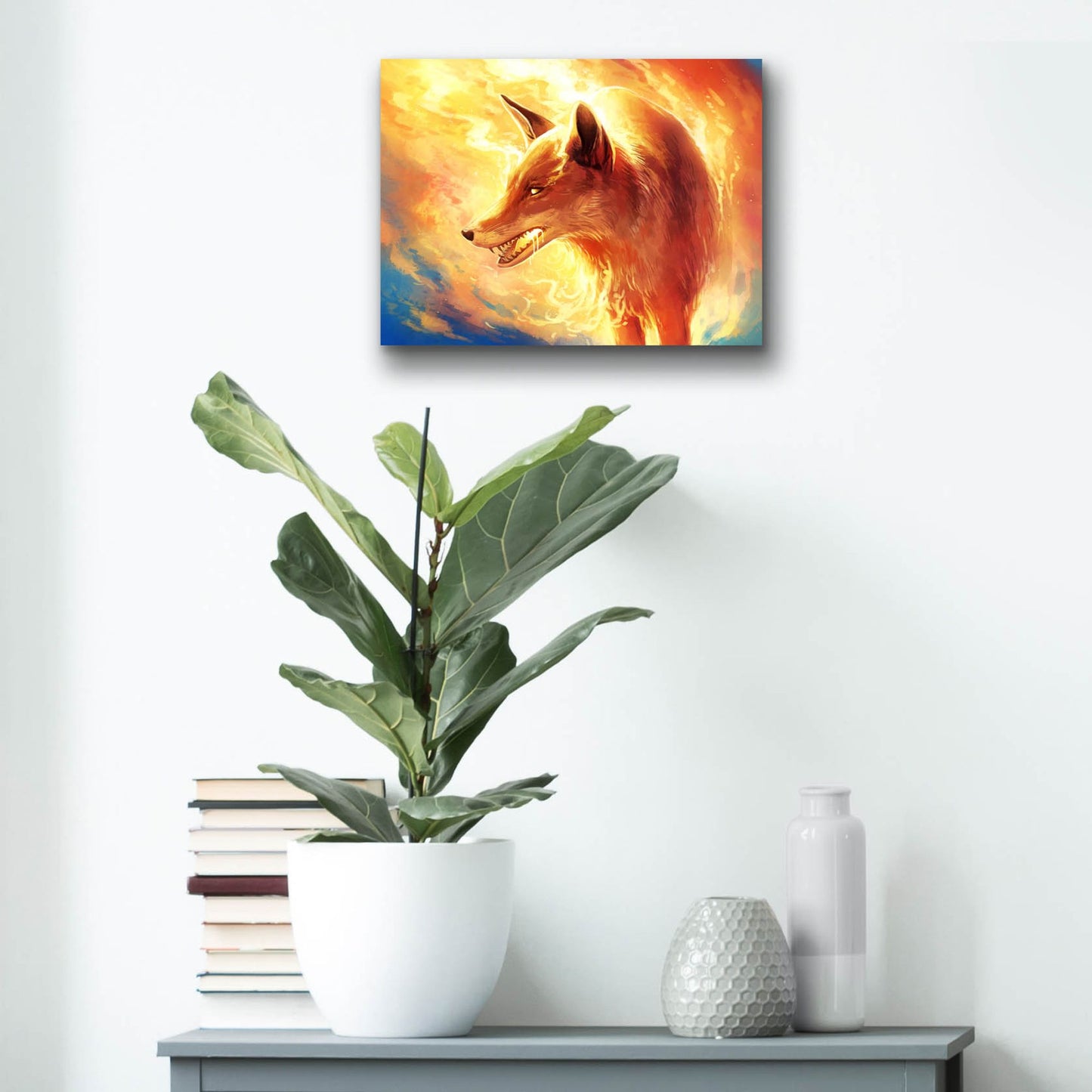 Epic Art 'Fire Fox' by JoJoesArt, Acrylic Glass Wall Art,16x12