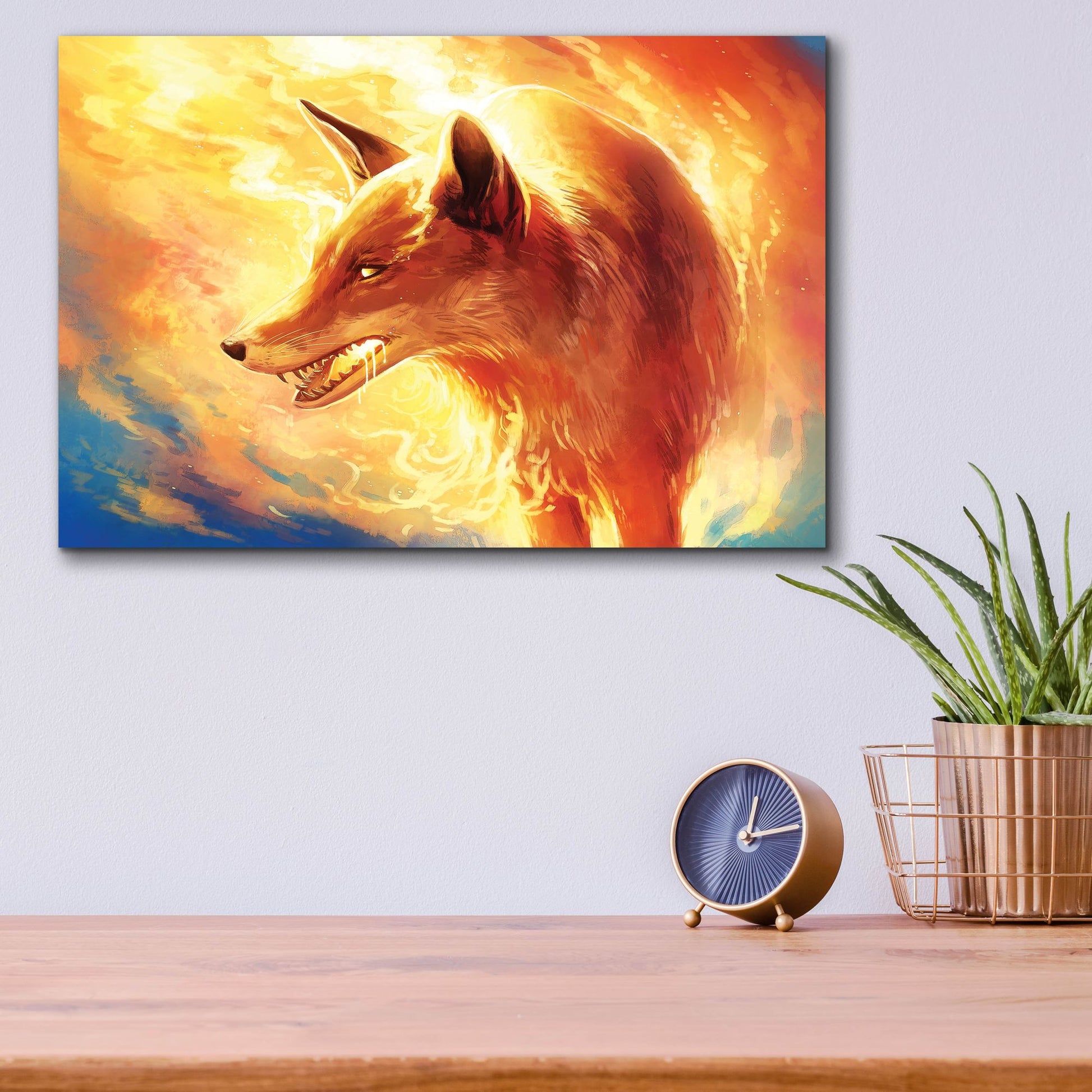 Epic Art 'Fire Fox' by JoJoesArt, Acrylic Glass Wall Art,16x12