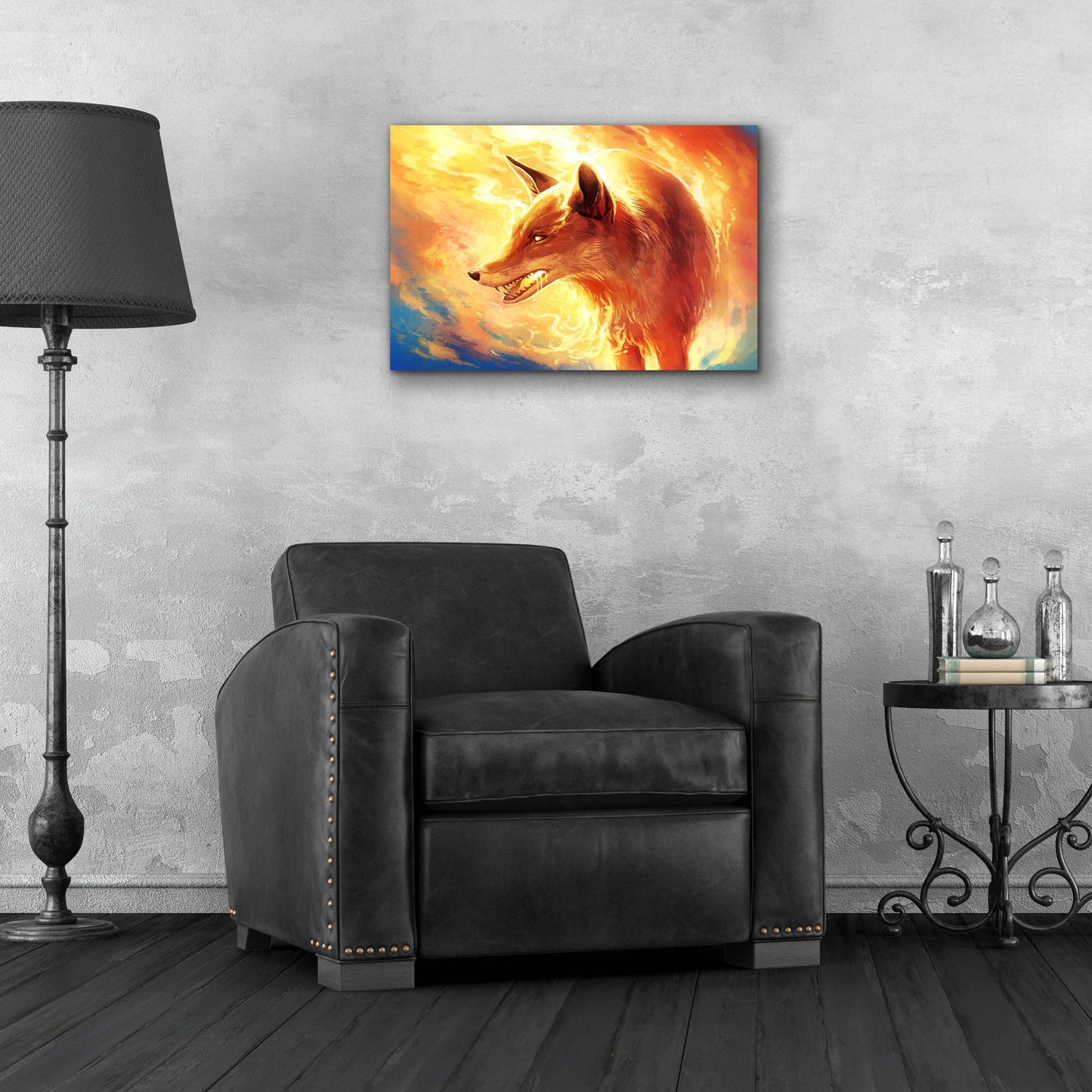 Epic Art 'Fire Fox' by JoJoesArt, Acrylic Glass Wall Art,24x16