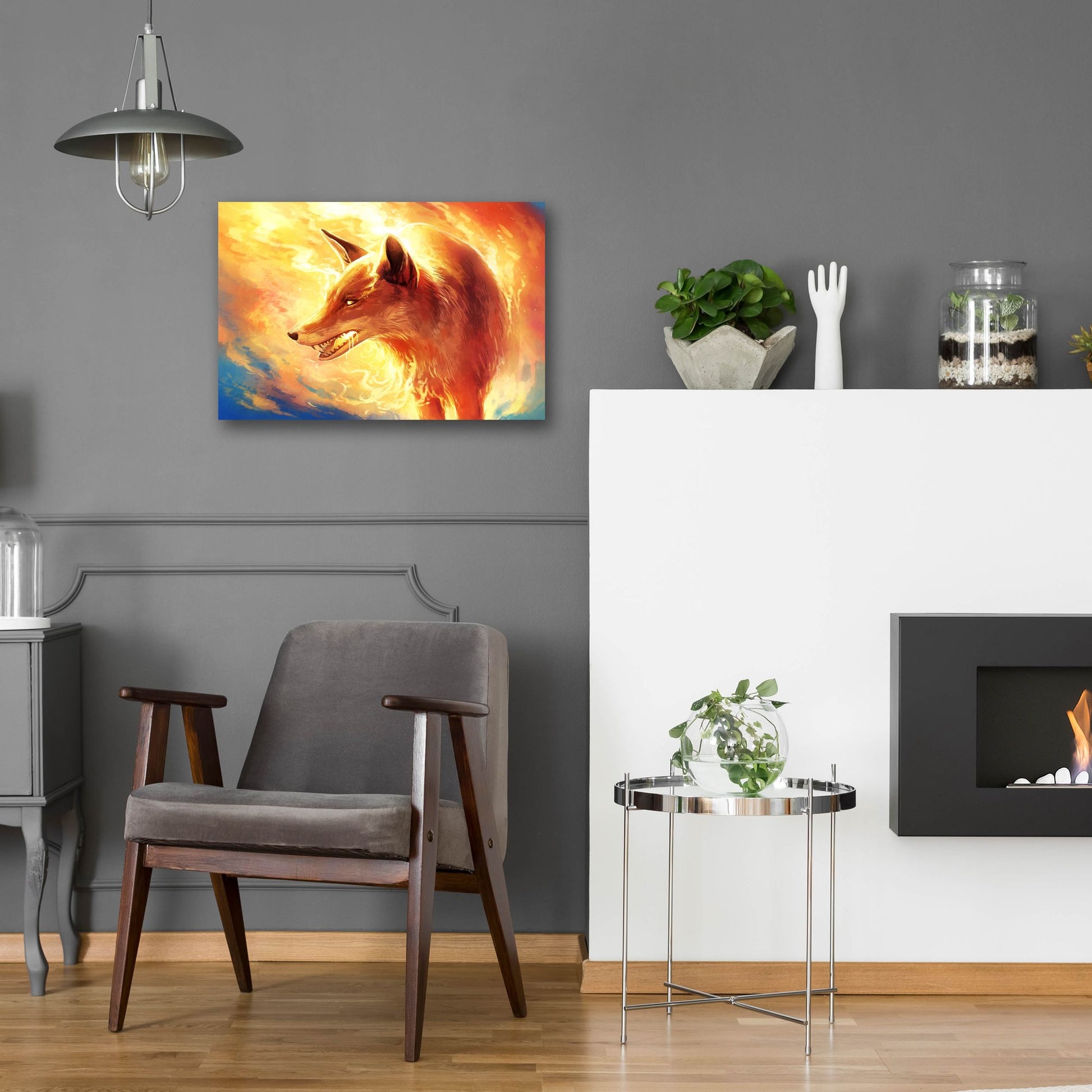 Epic Art 'Fire Fox' by JoJoesArt, Acrylic Glass Wall Art,24x16