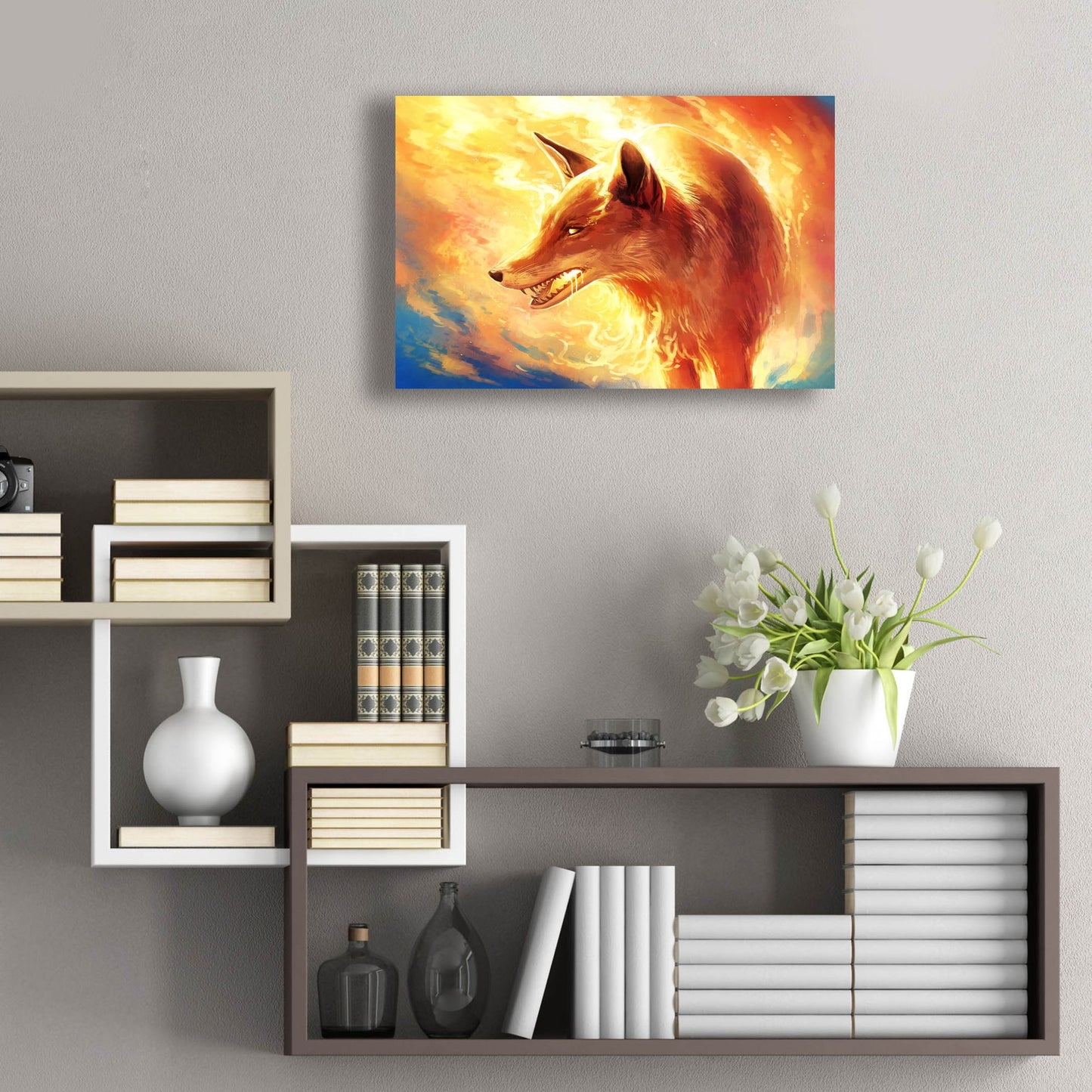 Epic Art 'Fire Fox' by JoJoesArt, Acrylic Glass Wall Art,24x16