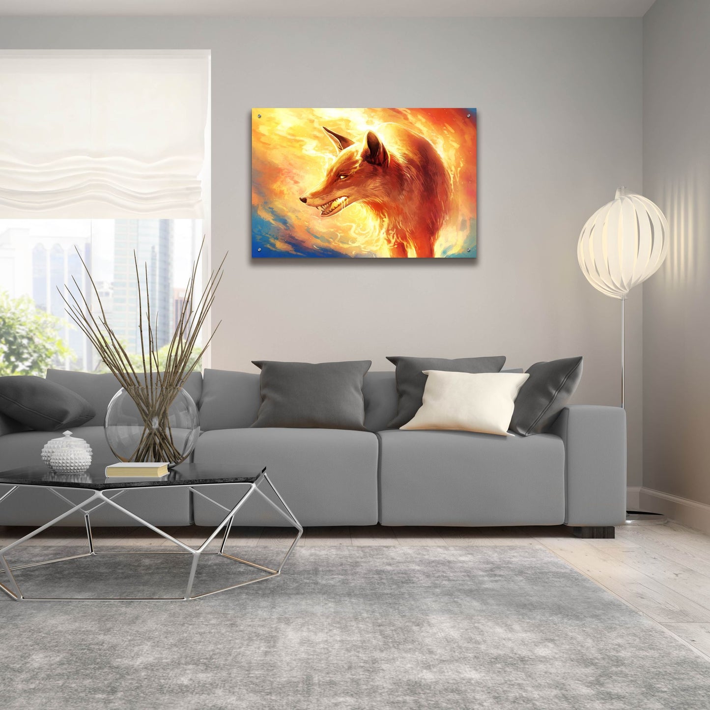 Epic Art 'Fire Fox' by JoJoesArt, Acrylic Glass Wall Art,36x24