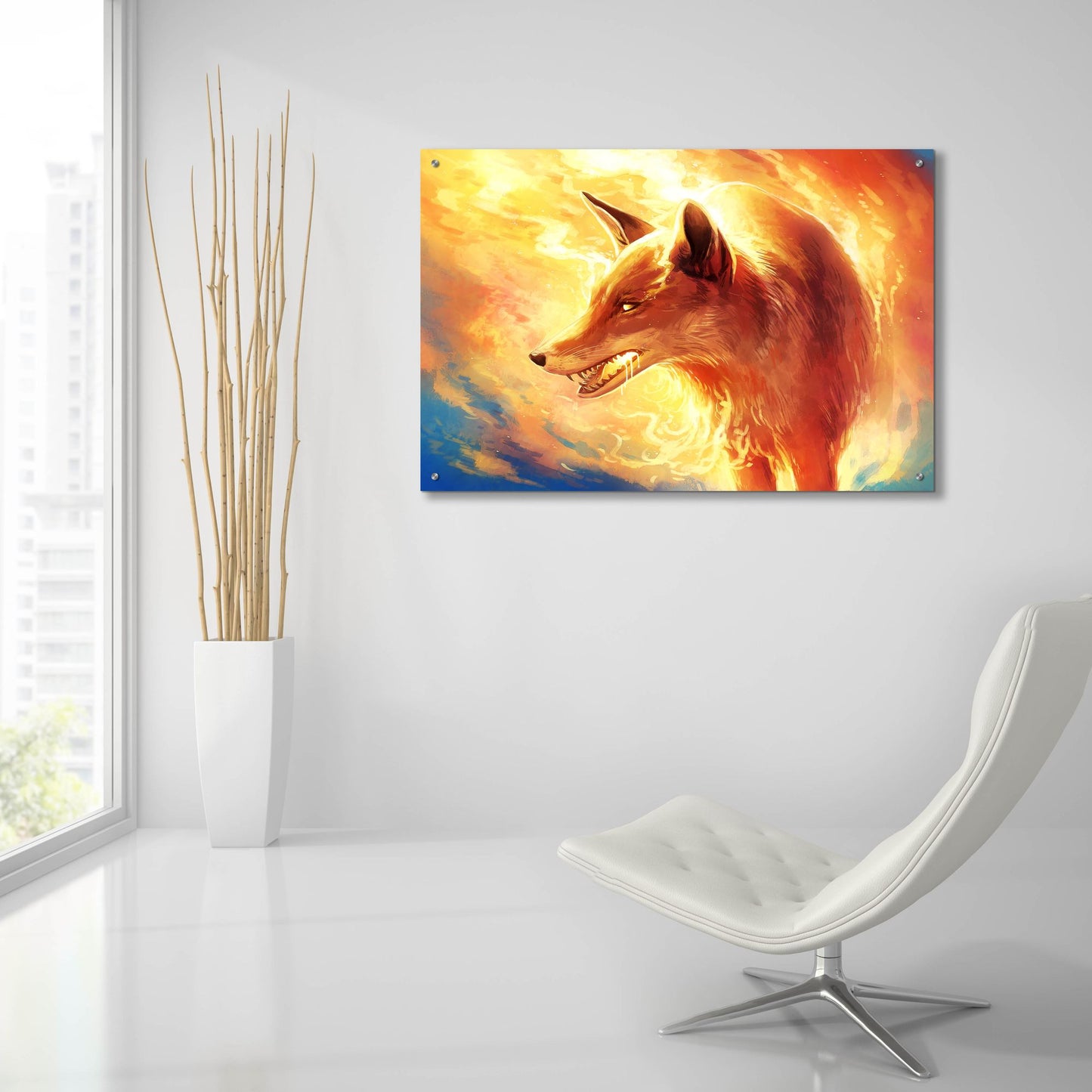 Epic Art 'Fire Fox' by JoJoesArt, Acrylic Glass Wall Art,36x24