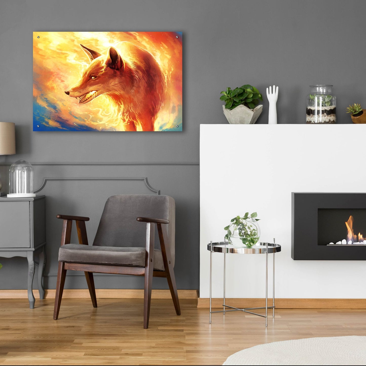 Epic Art 'Fire Fox' by JoJoesArt, Acrylic Glass Wall Art,36x24