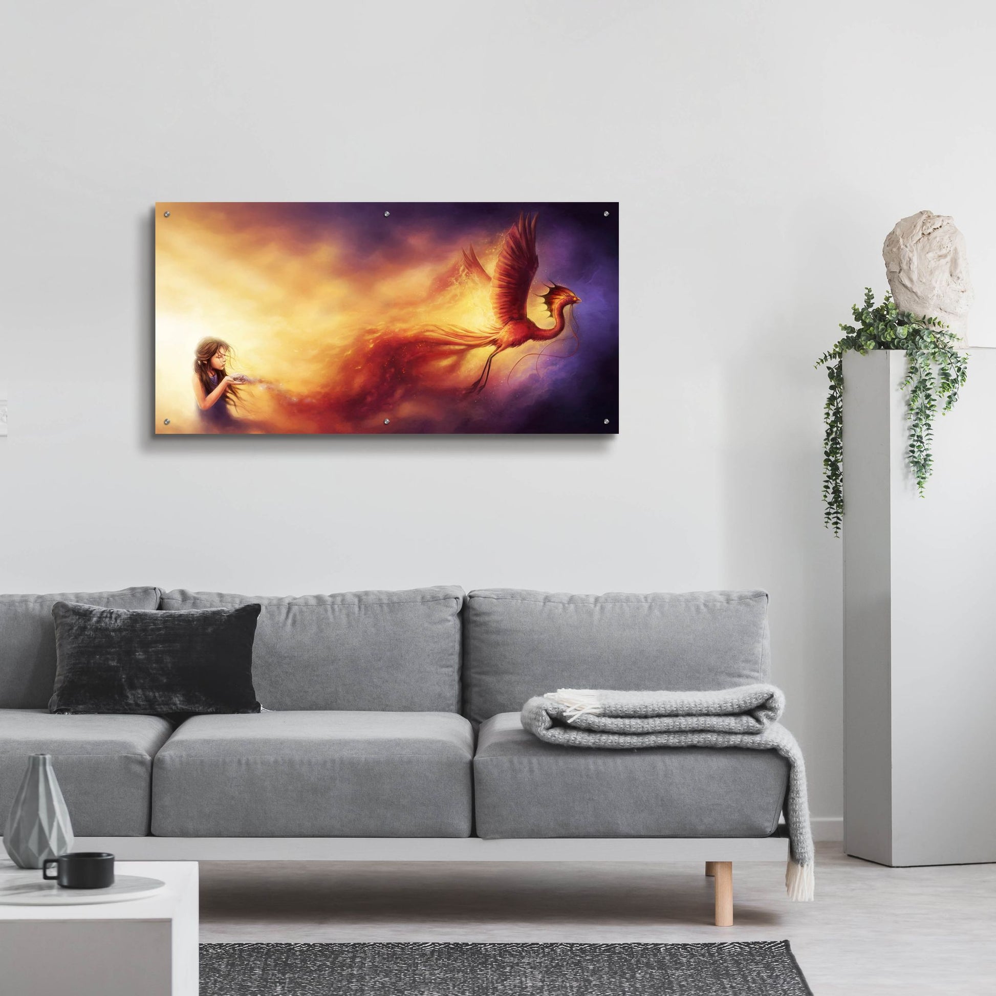 Epic Art 'Out of the Ashes' by JoJoesArt, Acrylic Glass Wall Art,48x24