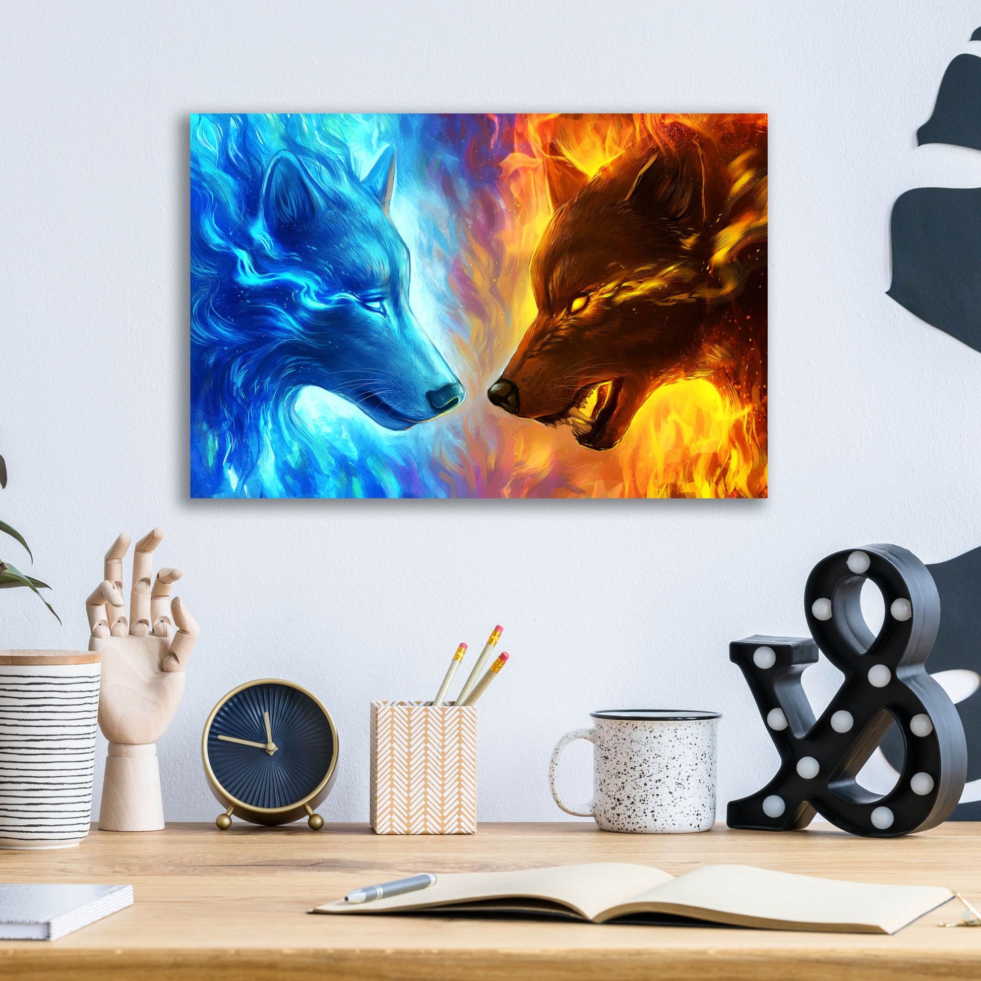 Epic Art 'Fire and Ice' by JoJoesArt, Acrylic Glass Wall Art,16x12