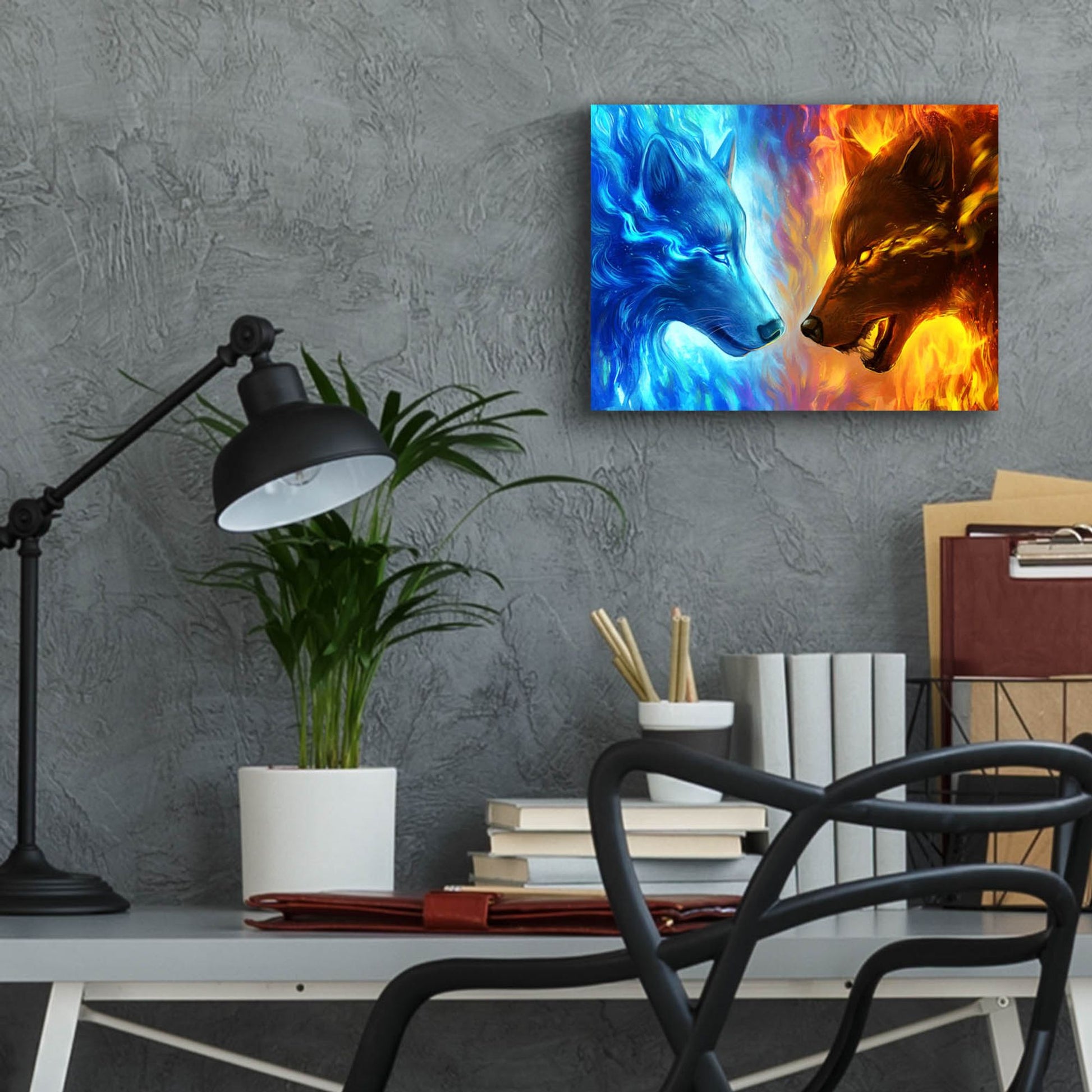 Epic Art 'Fire and Ice' by JoJoesArt, Acrylic Glass Wall Art,16x12