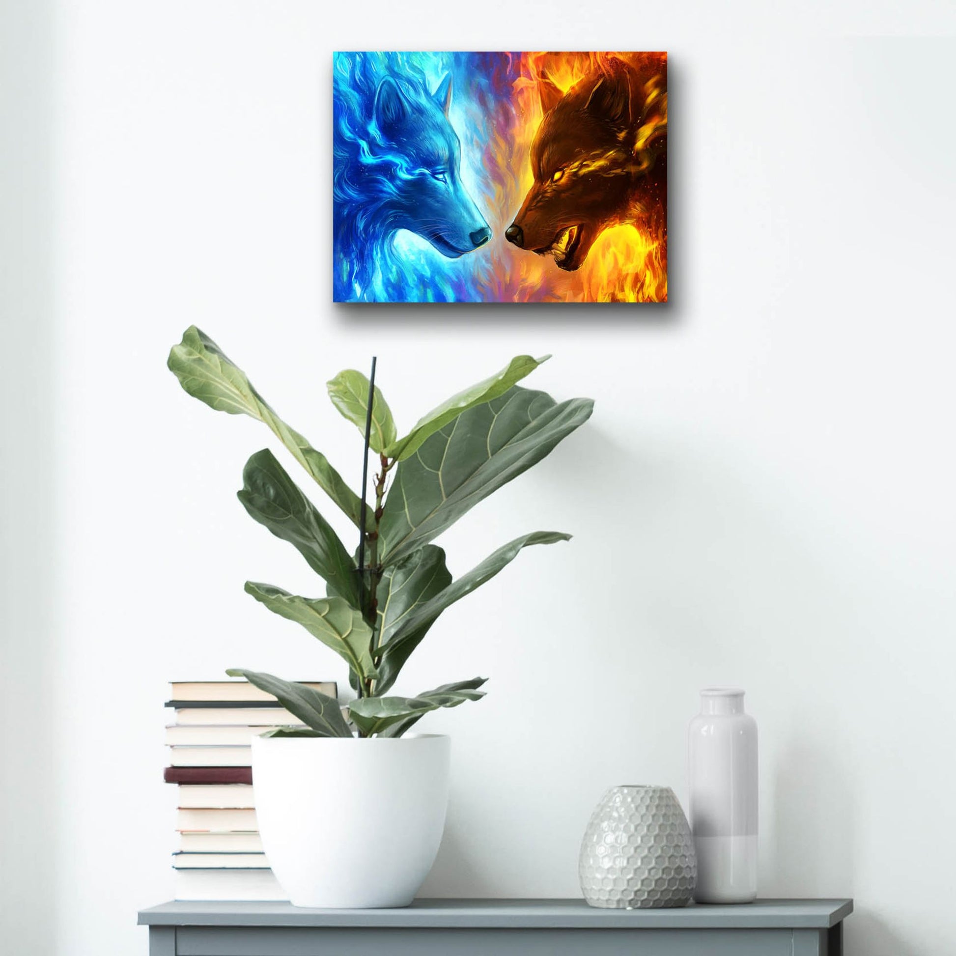 Epic Art 'Fire and Ice' by JoJoesArt, Acrylic Glass Wall Art,16x12