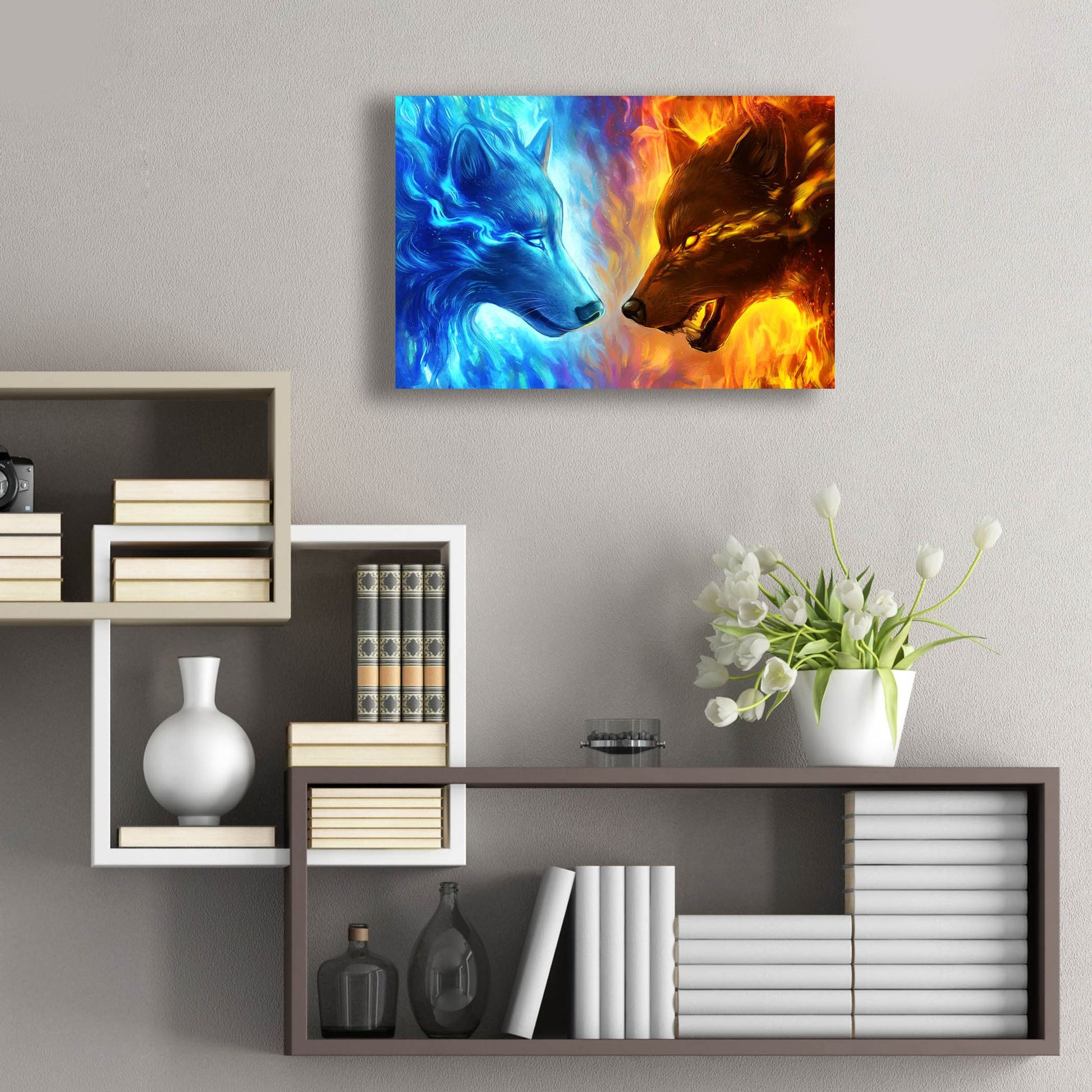 Epic Art 'Fire and Ice' by JoJoesArt, Acrylic Glass Wall Art,24x16