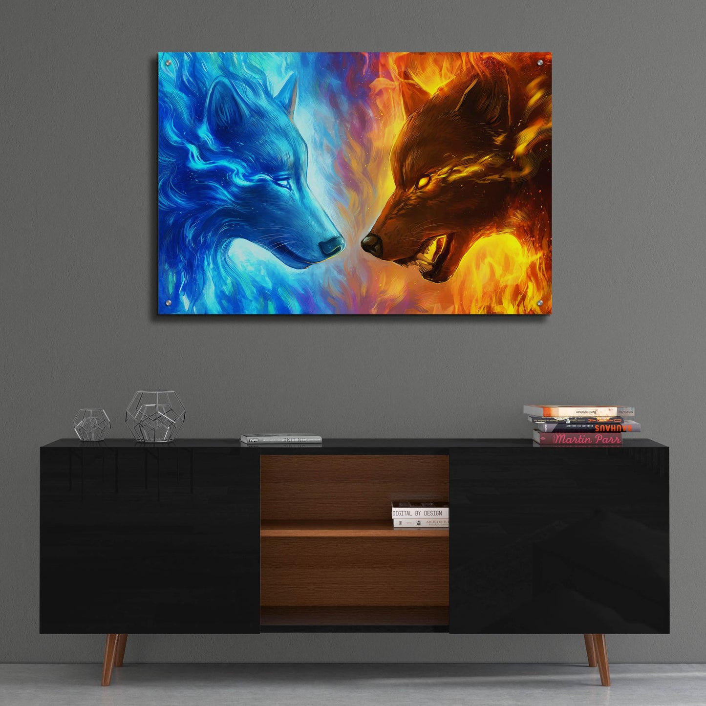 Epic Art 'Fire and Ice' by JoJoesArt, Acrylic Glass Wall Art,36x24