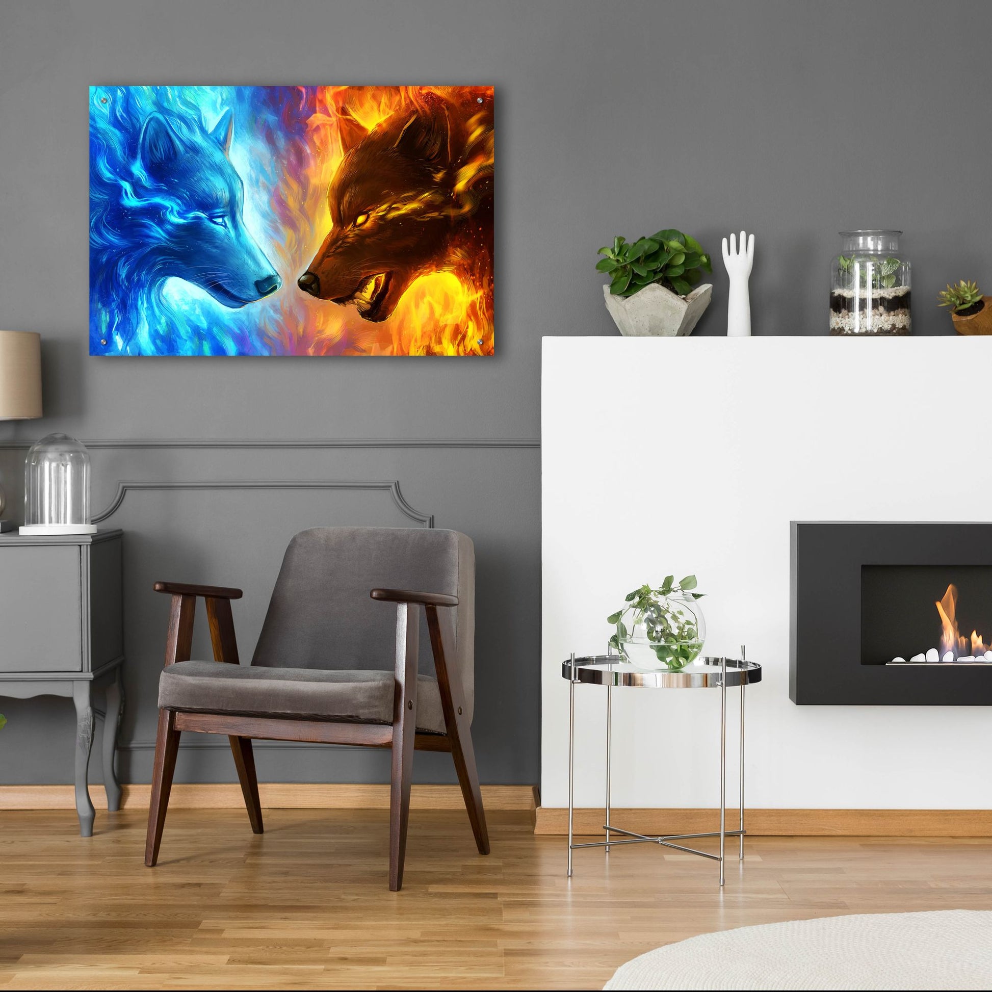 Epic Art 'Fire and Ice' by JoJoesArt, Acrylic Glass Wall Art,36x24