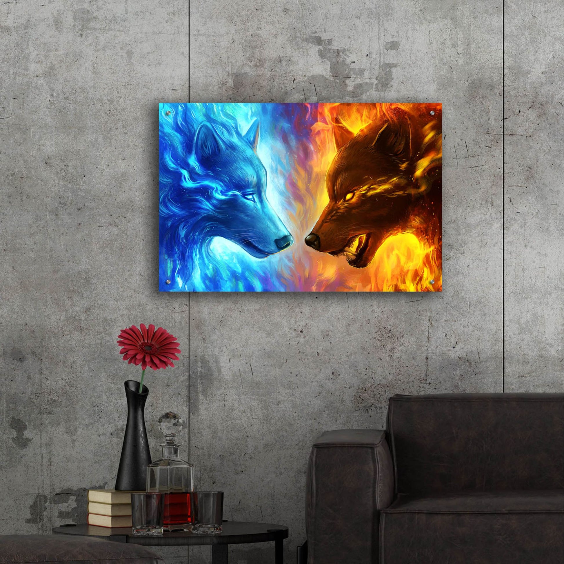 Epic Art 'Fire and Ice' by JoJoesArt, Acrylic Glass Wall Art,36x24