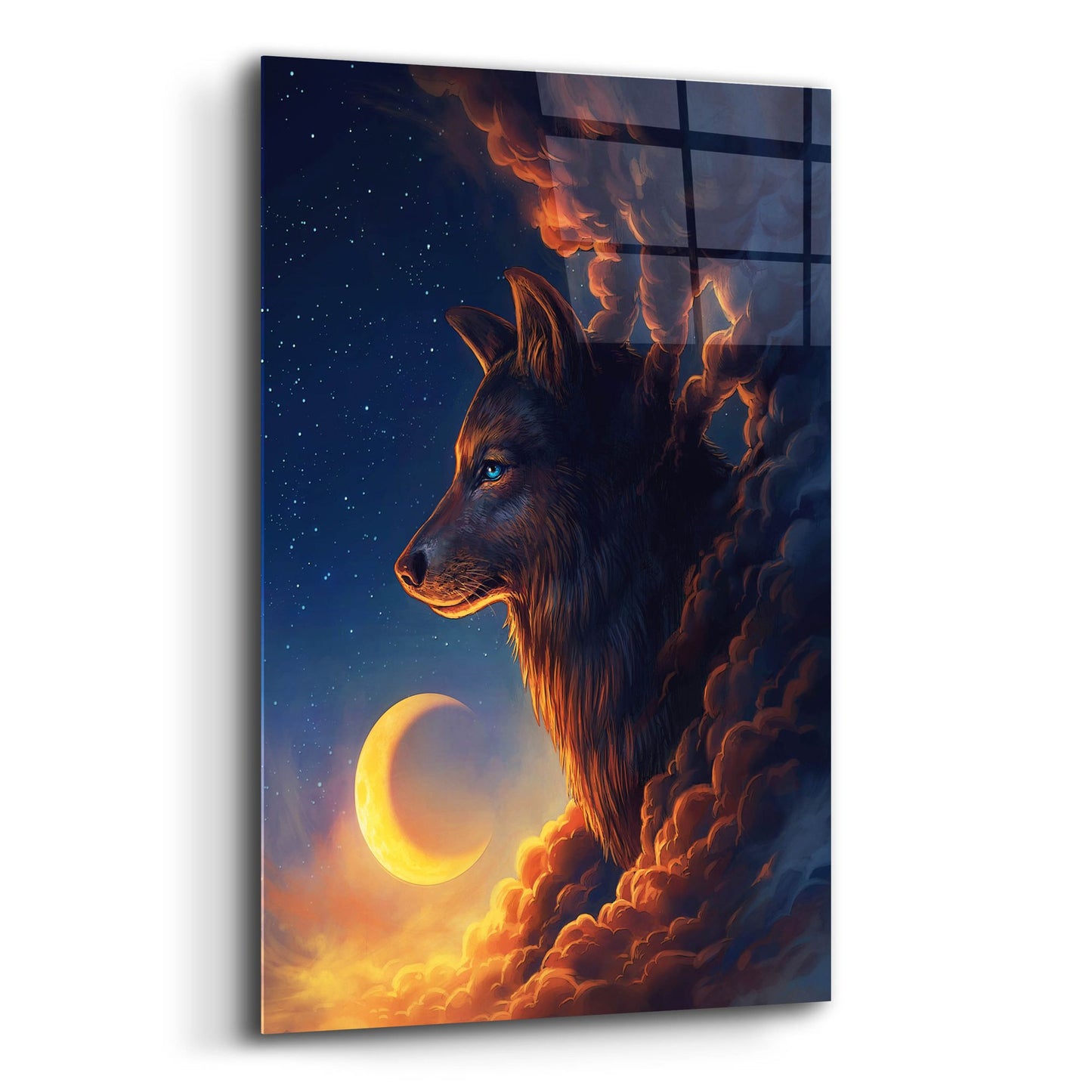 Epic Art 'Golden Moon' by JoJoesArt, Acrylic Glass Wall Art,12x16