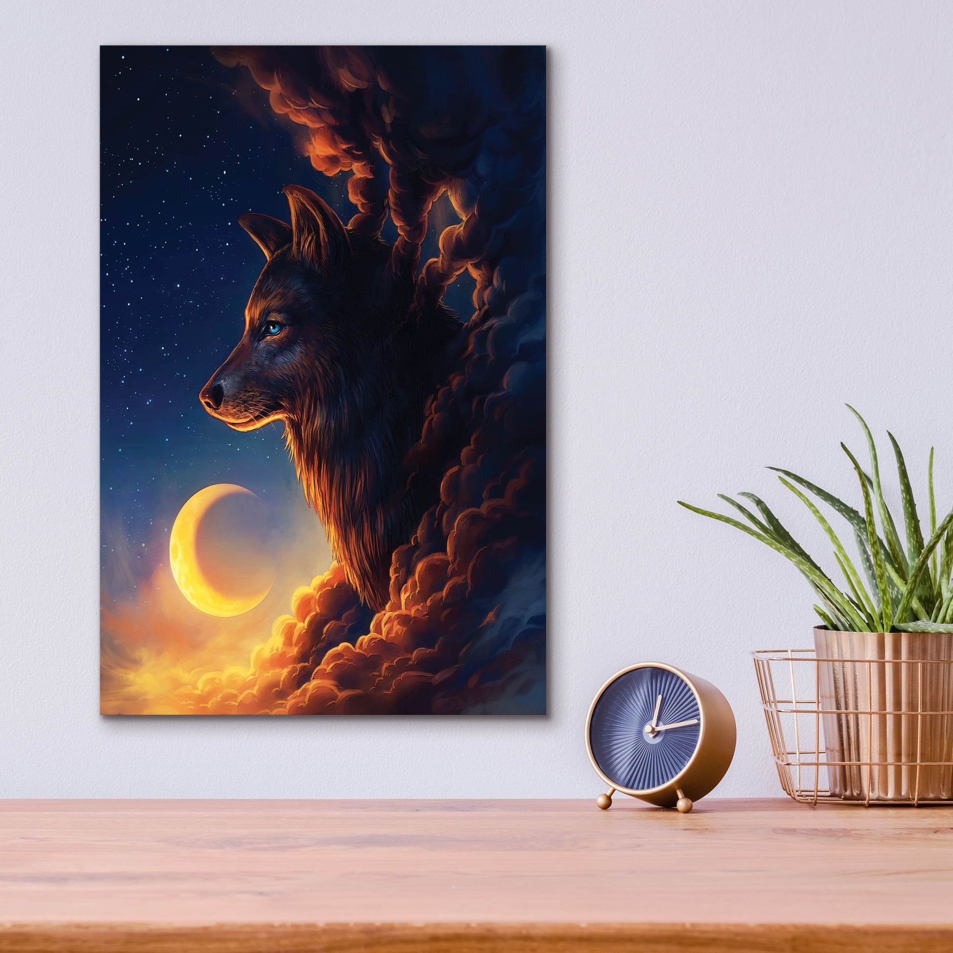 Epic Art 'Golden Moon' by JoJoesArt, Acrylic Glass Wall Art,12x16