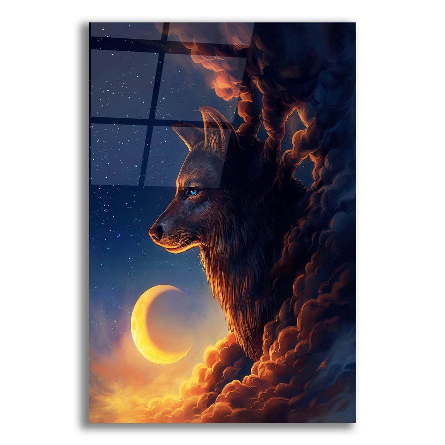 Epic Art 'Golden Moon' by JoJoesArt, Acrylic Glass Wall Art,12x16