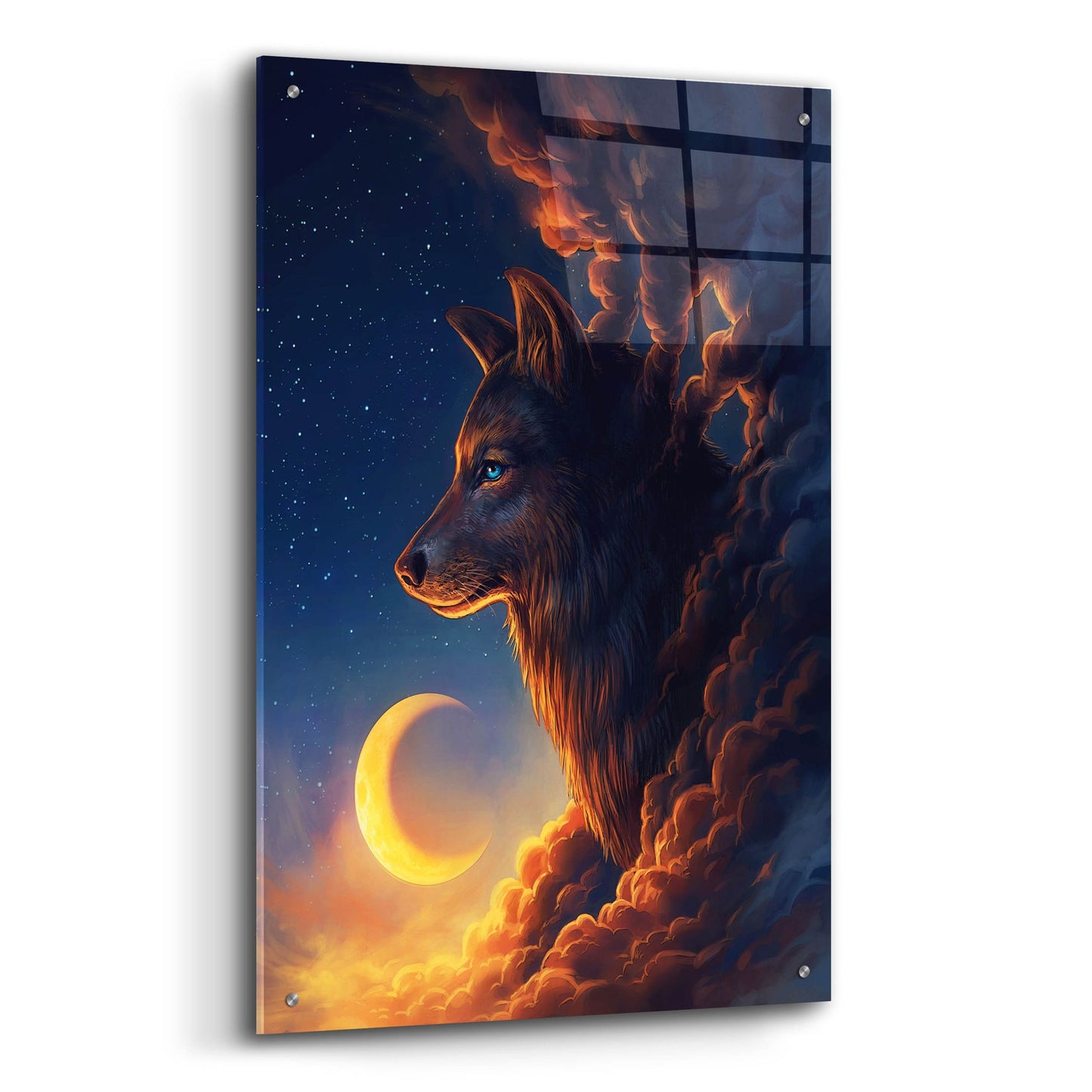 Epic Art 'Golden Moon' by JoJoesArt, Acrylic Glass Wall Art,24x36