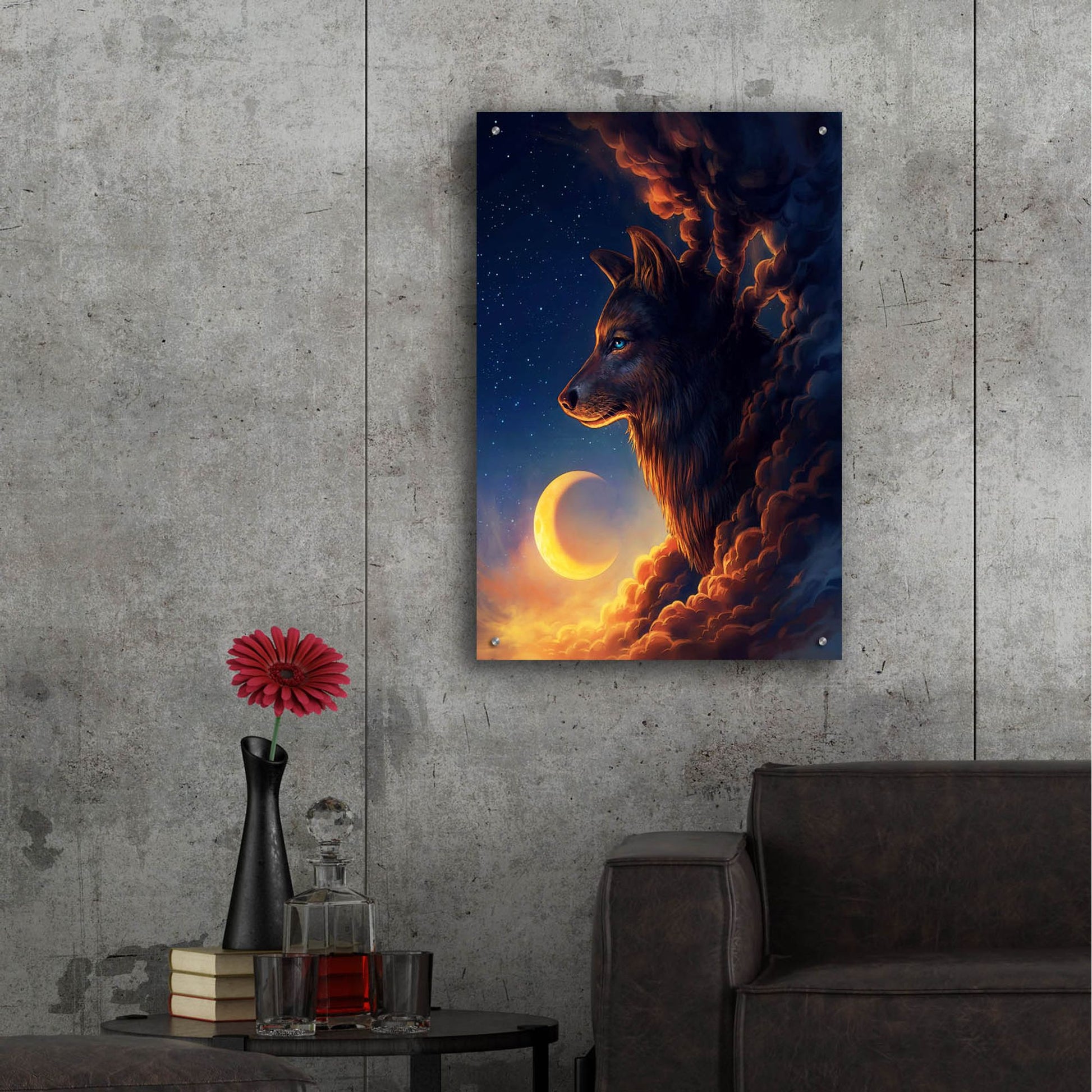 Epic Art 'Golden Moon' by JoJoesArt, Acrylic Glass Wall Art,24x36