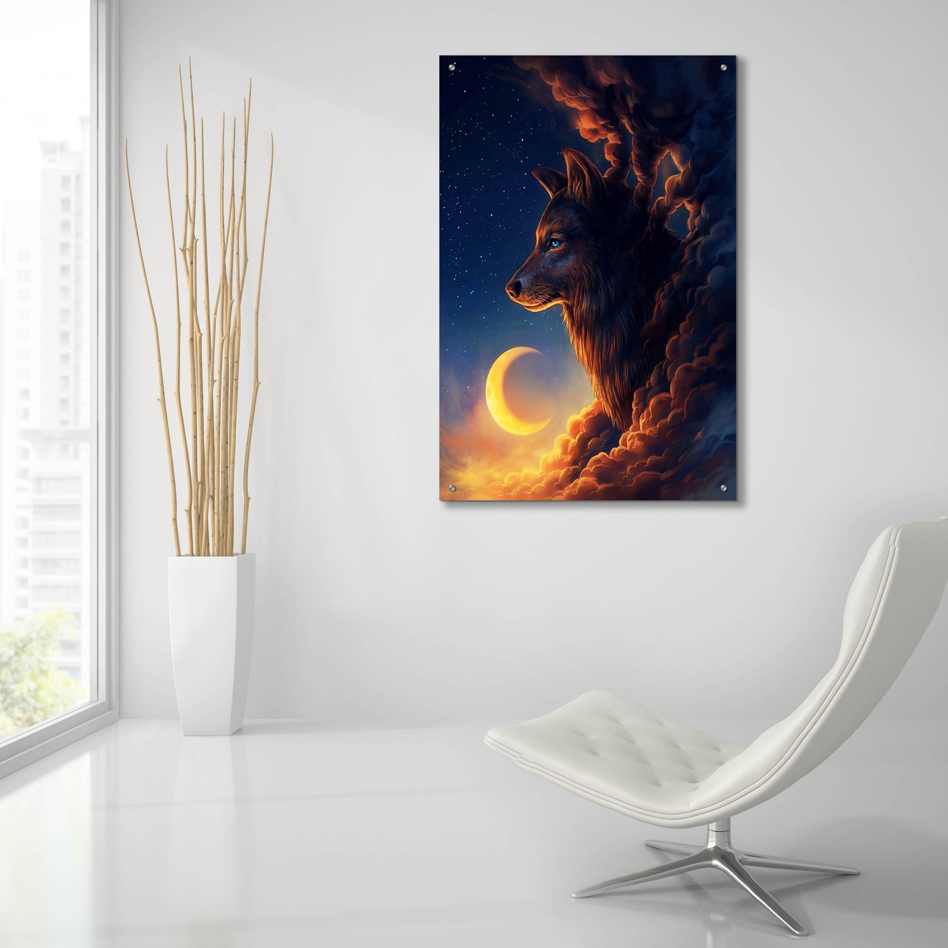 Epic Art 'Golden Moon' by JoJoesArt, Acrylic Glass Wall Art,24x36