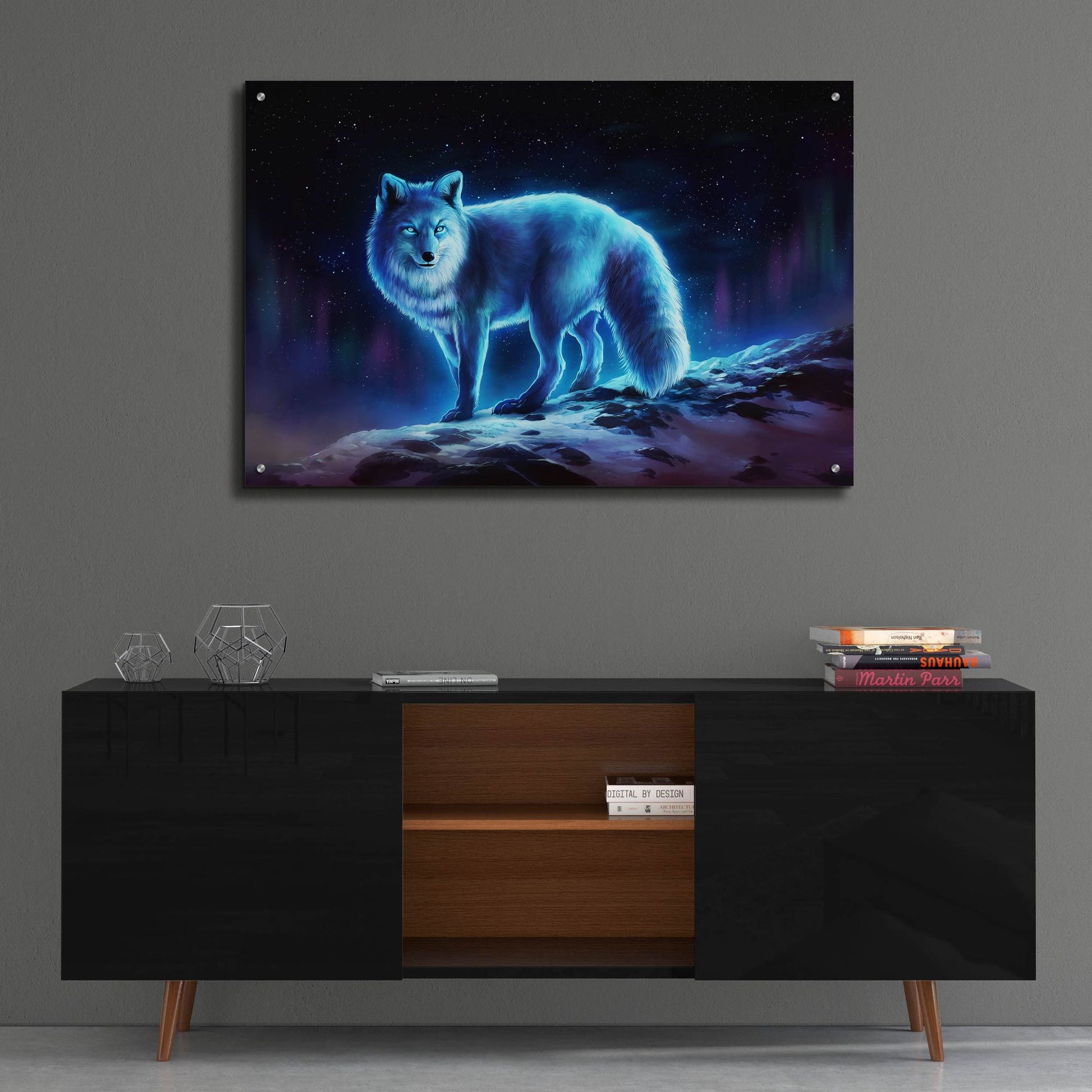 Epic Art 'Ice Fox' by JoJoesArt, Acrylic Glass Wall Art,36x24