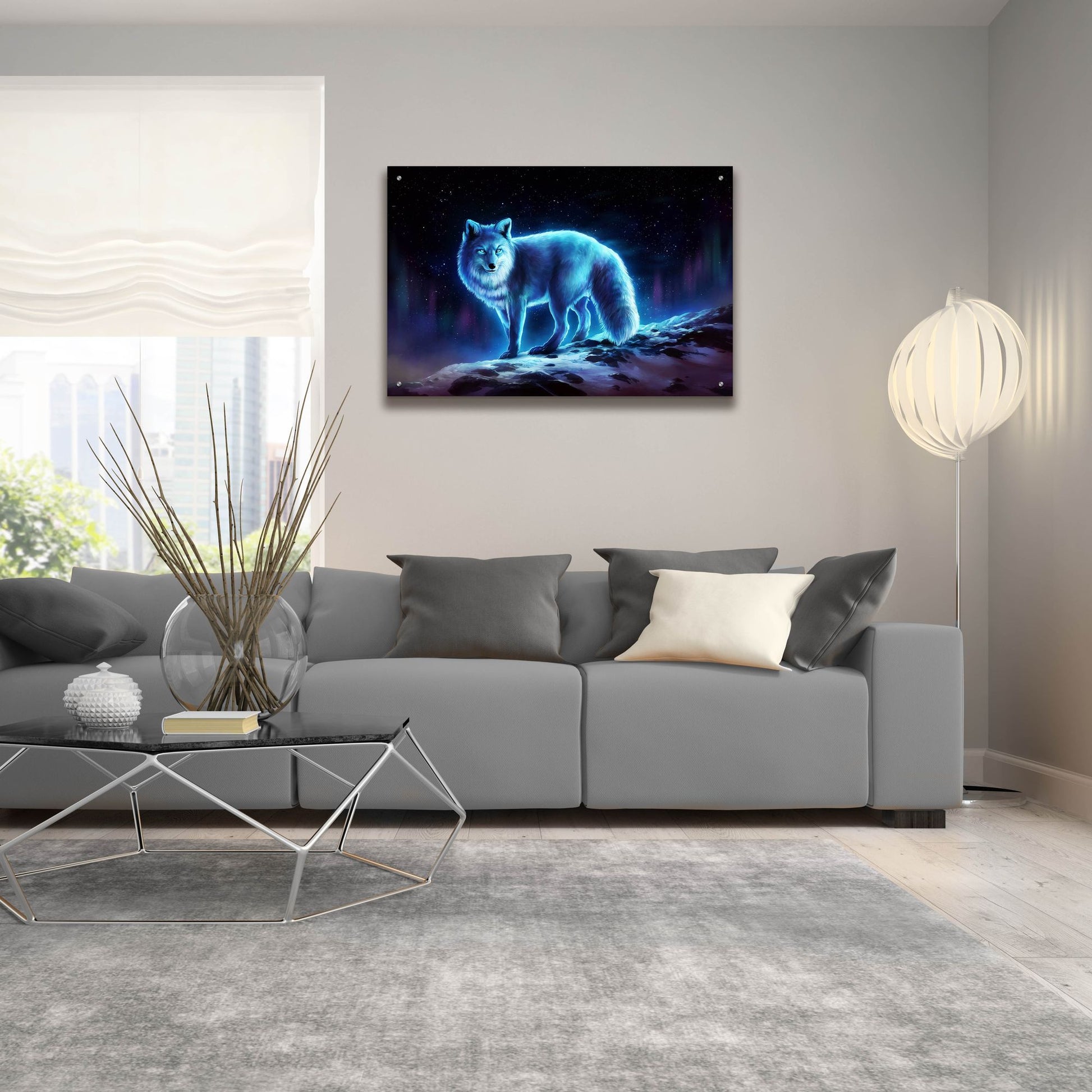 Epic Art 'Ice Fox' by JoJoesArt, Acrylic Glass Wall Art,36x24