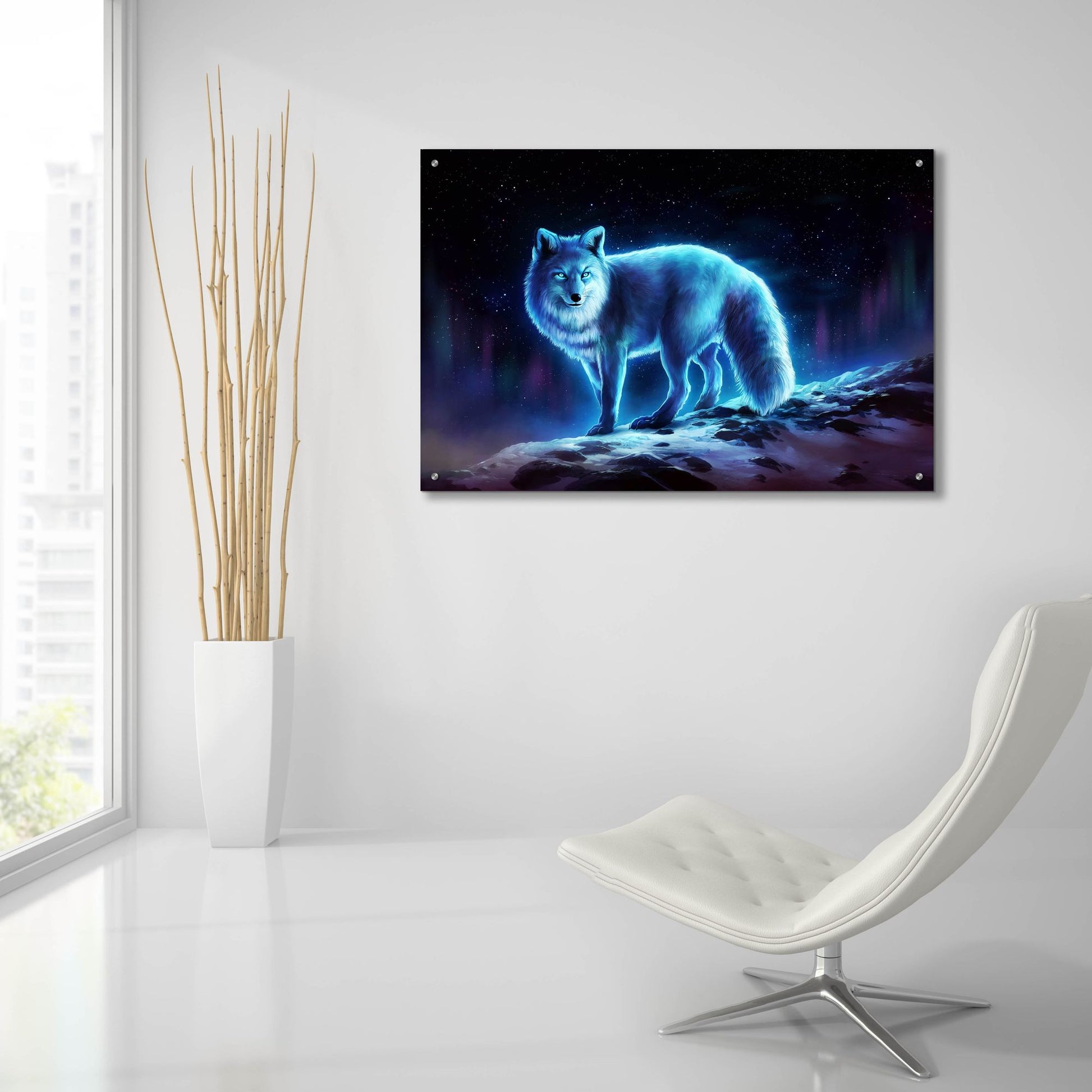 Epic Art 'Ice Fox' by JoJoesArt, Acrylic Glass Wall Art,36x24