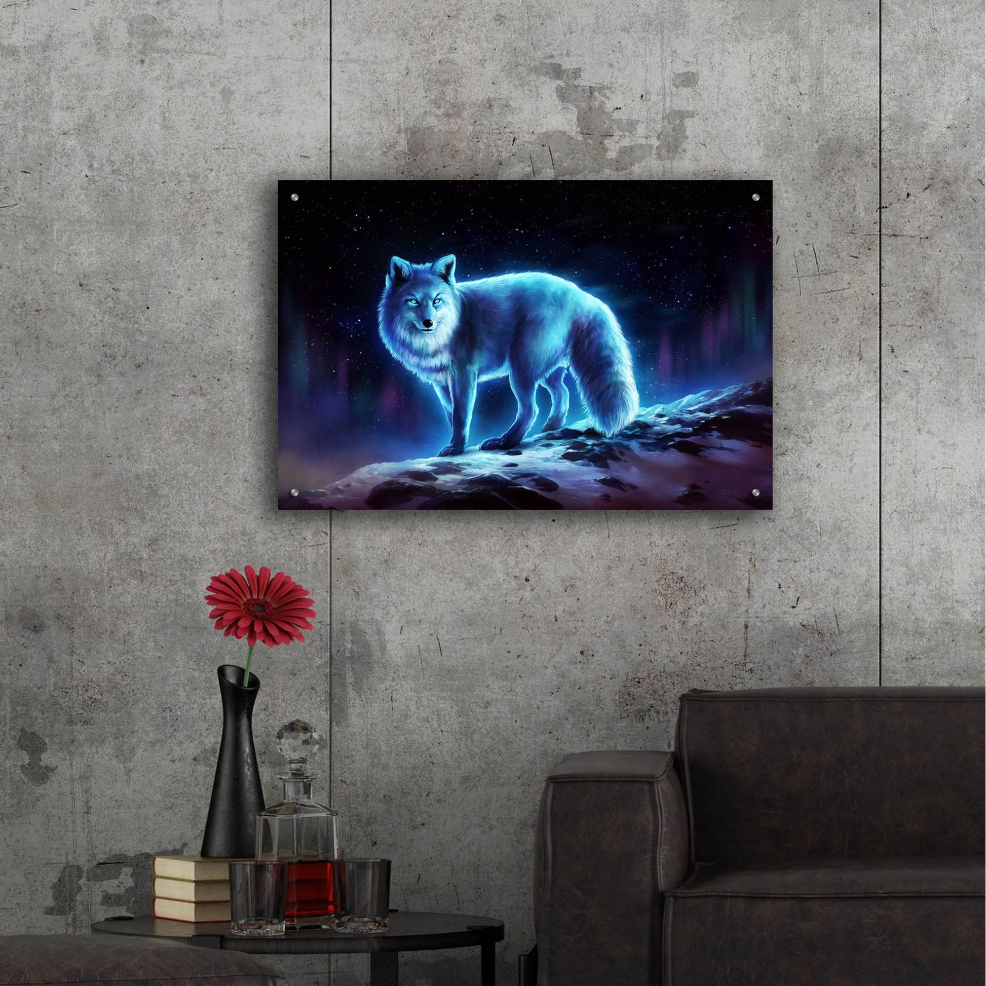 Epic Art 'Ice Fox' by JoJoesArt, Acrylic Glass Wall Art,36x24